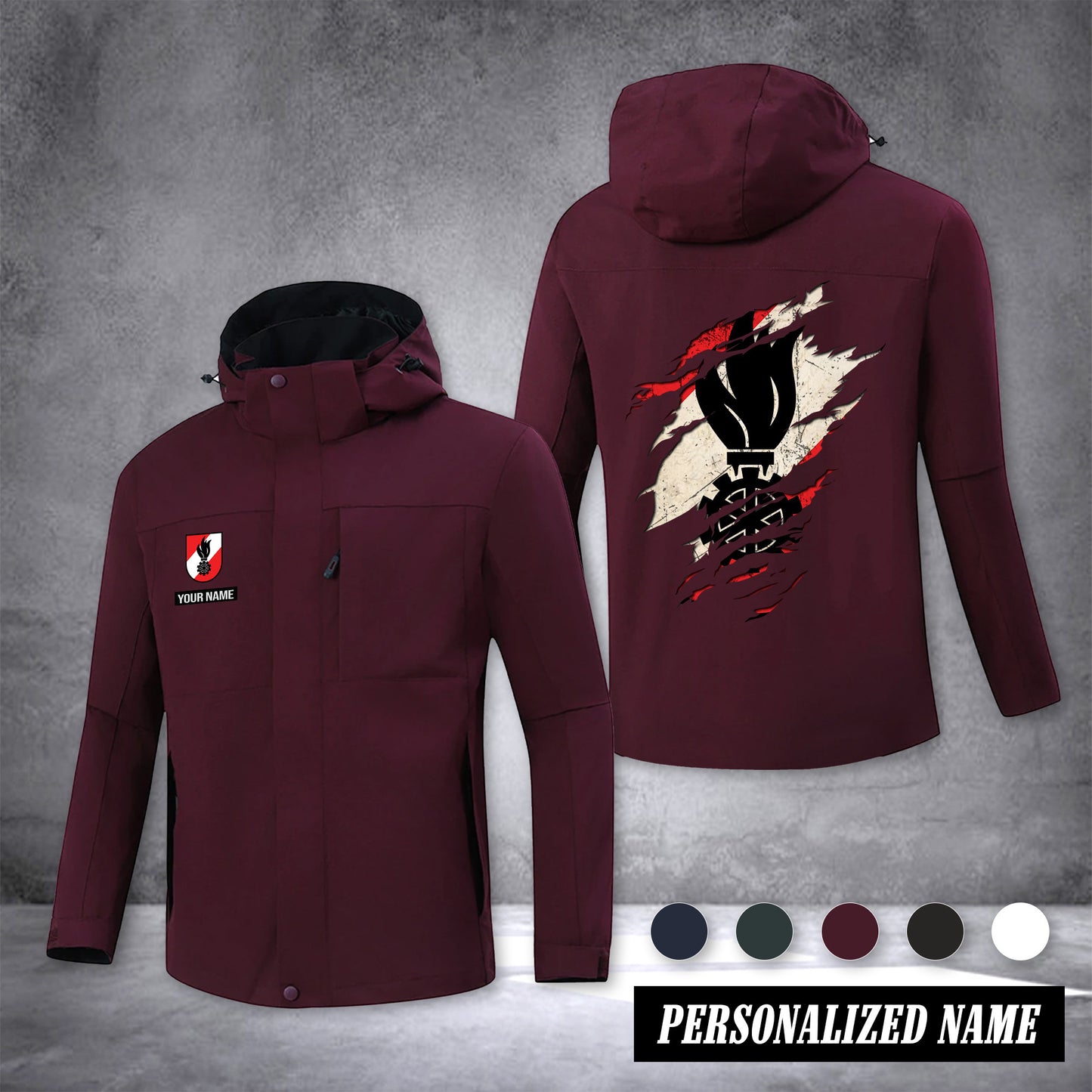 Firefighter Austria customize Zipper jacket back Feuerwehr