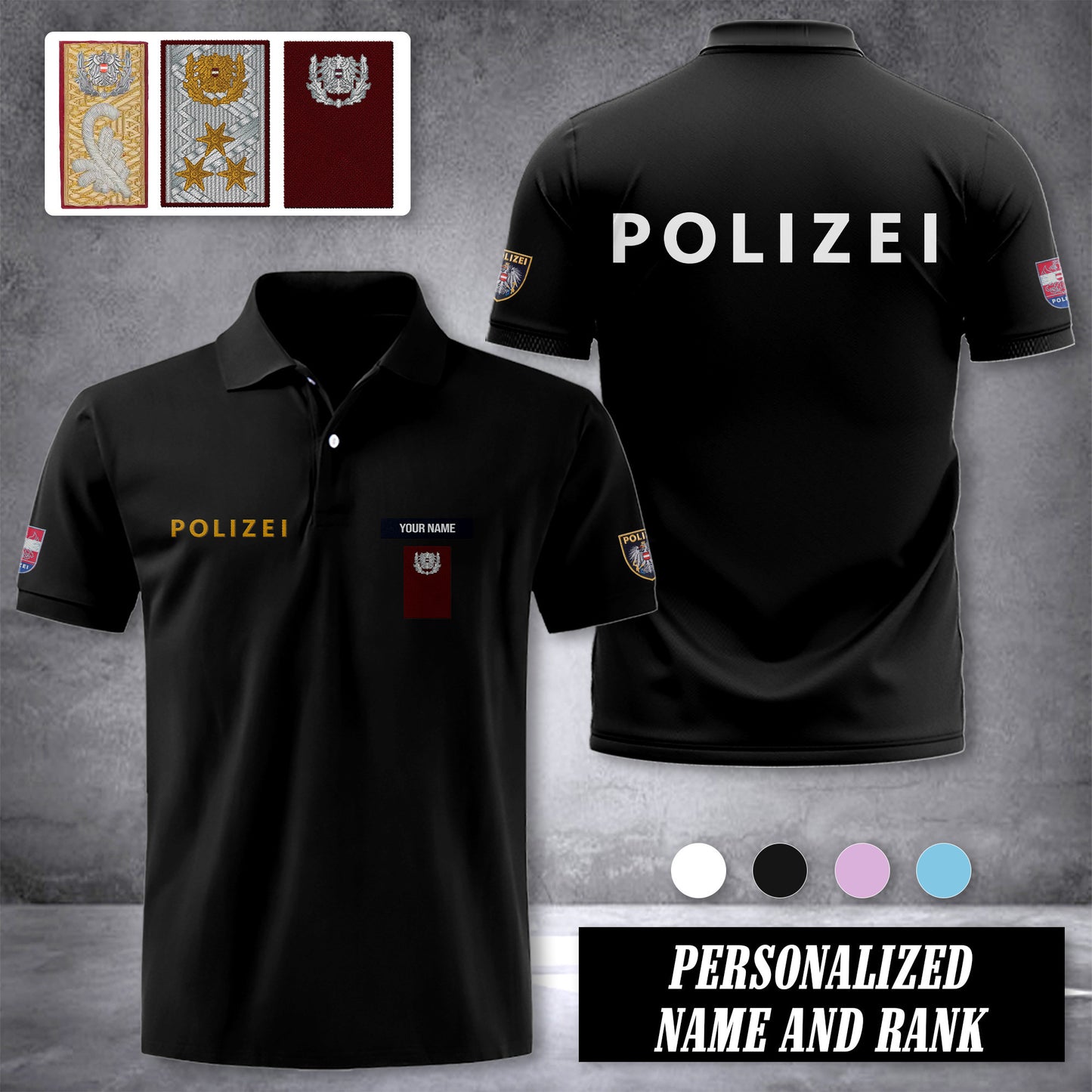 Polizei Austria customize polo back