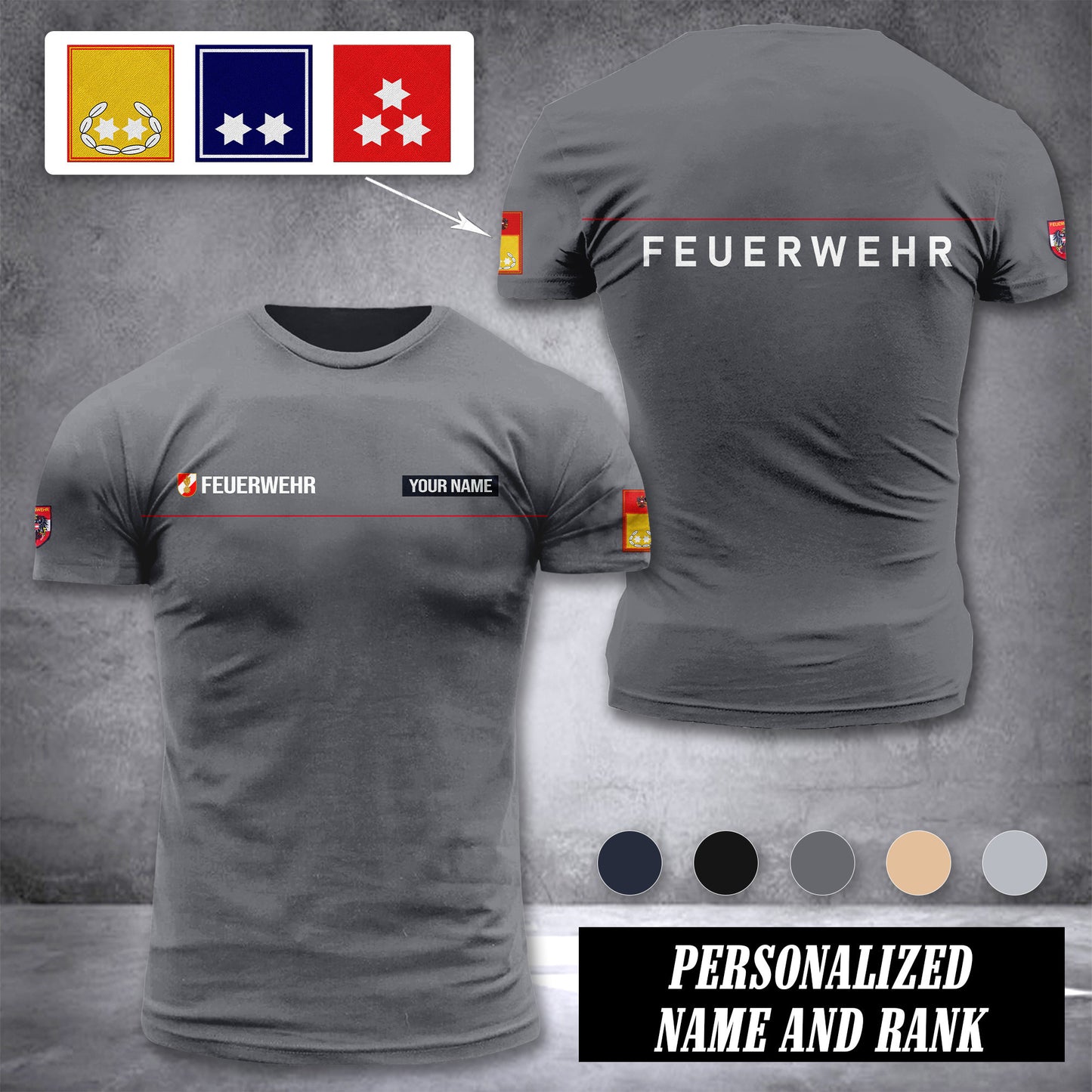 Firefighter Austria customize ranking T-shirt 276