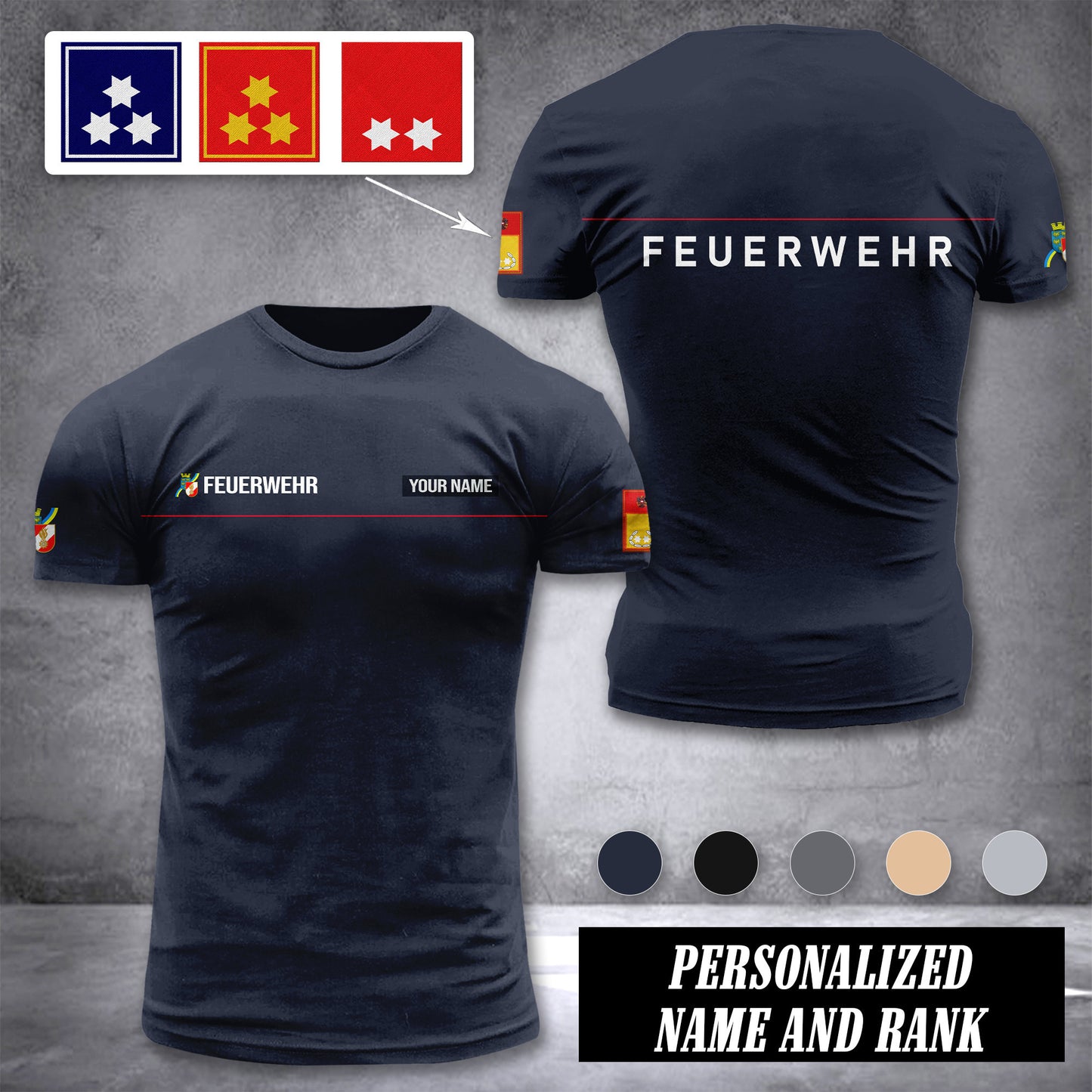 Firefighter Niederösterreich Austria customize ranking T-shirt 276