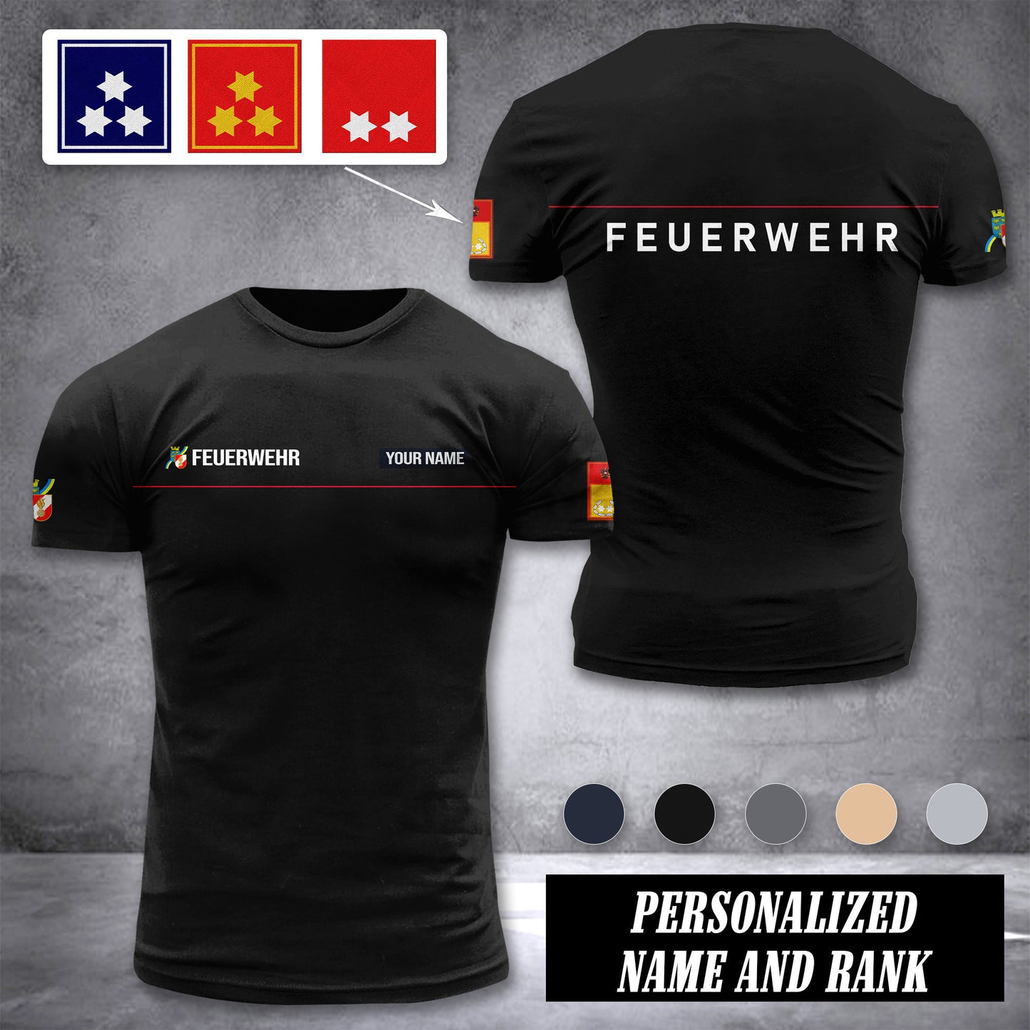 Firefighter Niederösterreich Austria customize ranking T-shirt 276