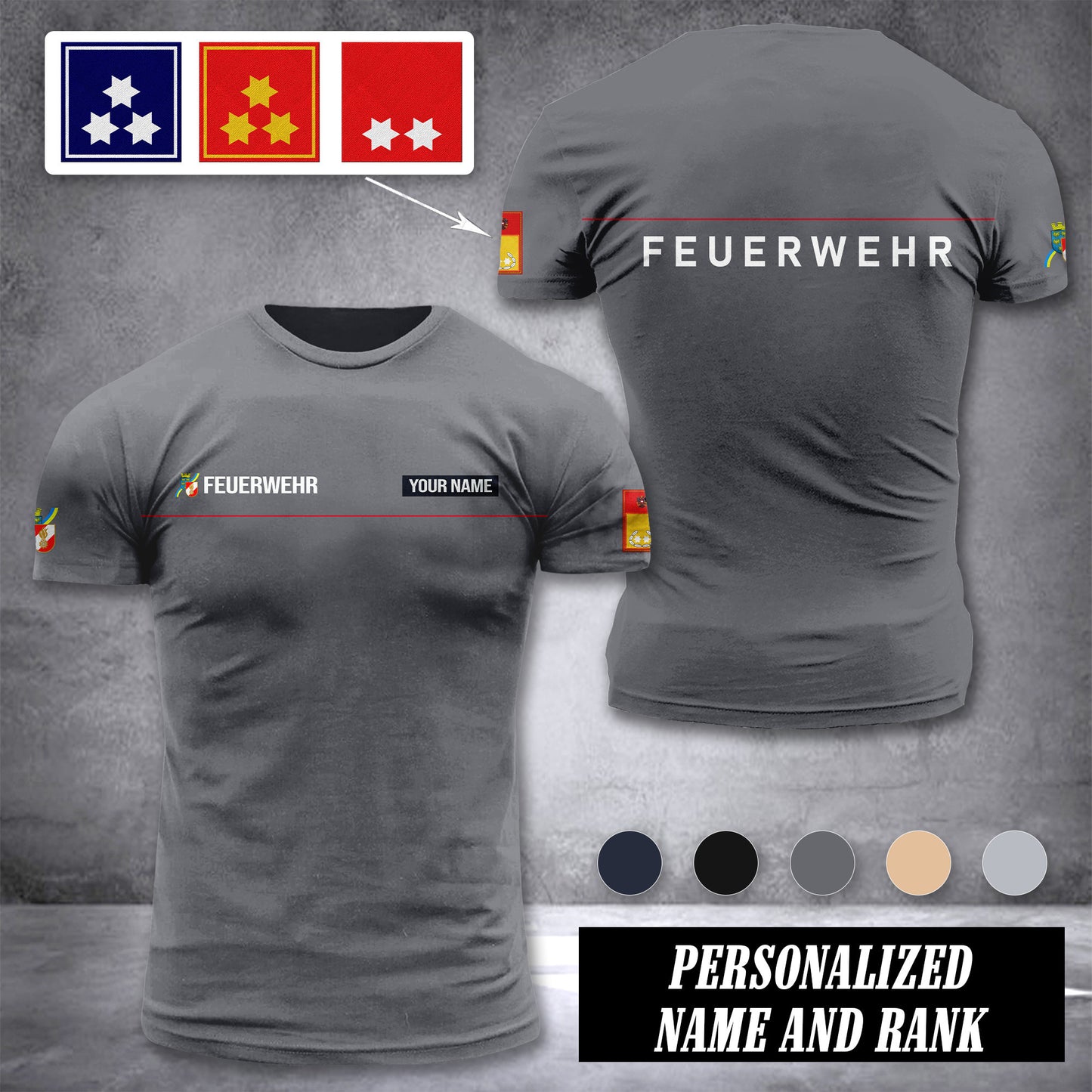Firefighter Niederösterreich Austria customize ranking T-shirt 276