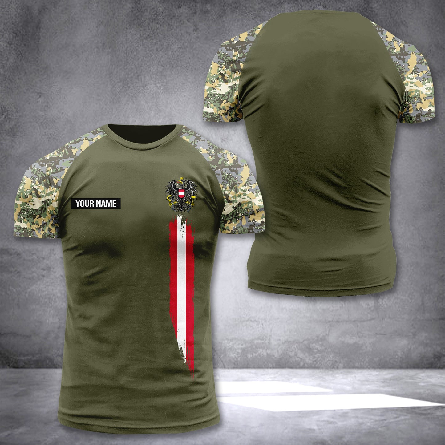 austria customize T-shirt back camo