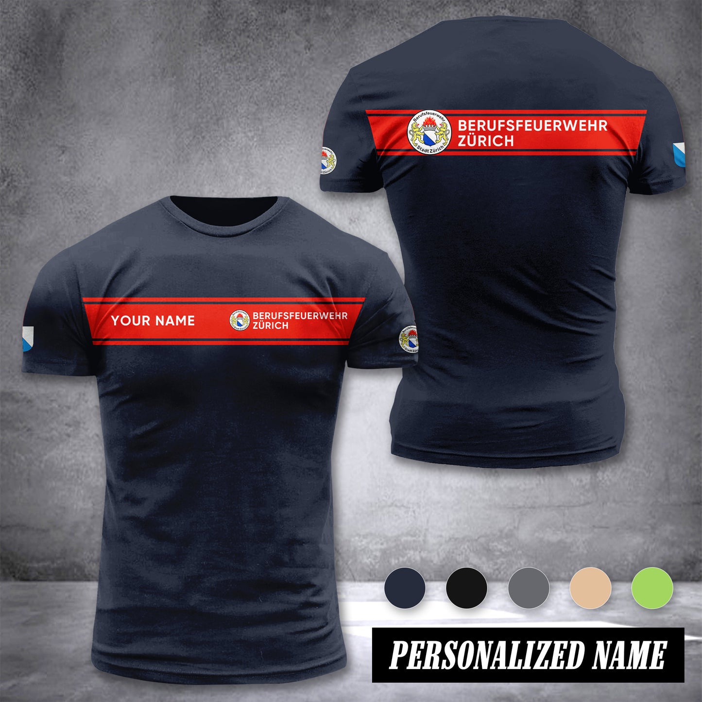 Firefighter Zürich Switzerland customize T-shirt 3d 39