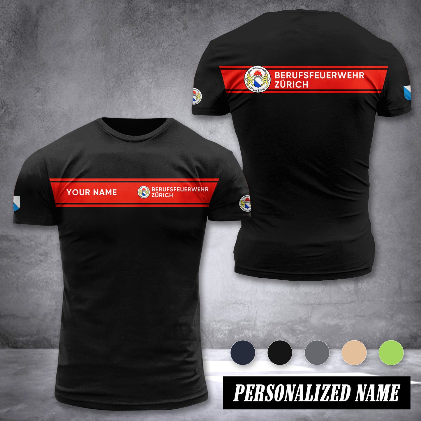 Firefighter Zürich Switzerland customize T-shirt 3d 39