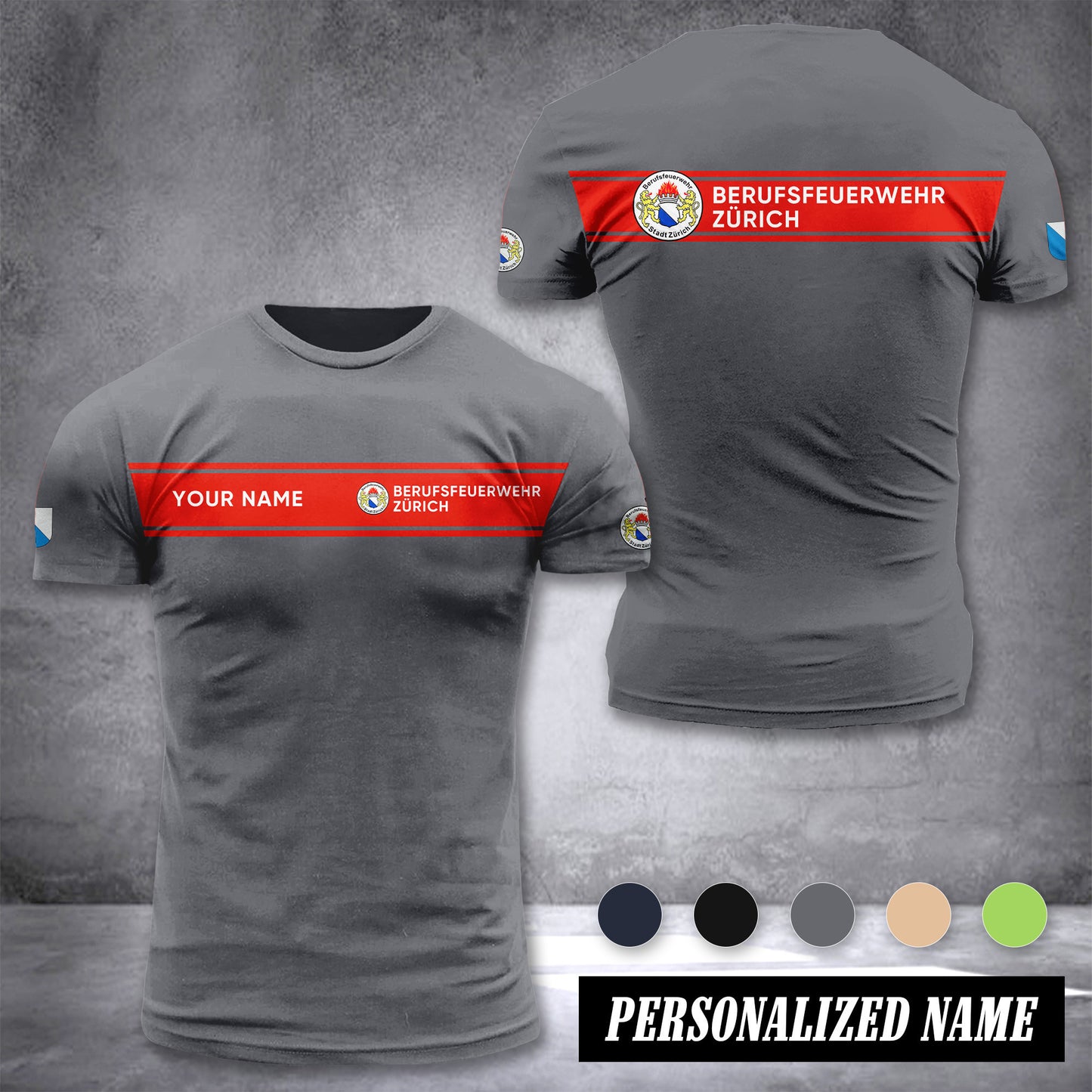 Firefighter Zürich Switzerland customize T-shirt 3d 39