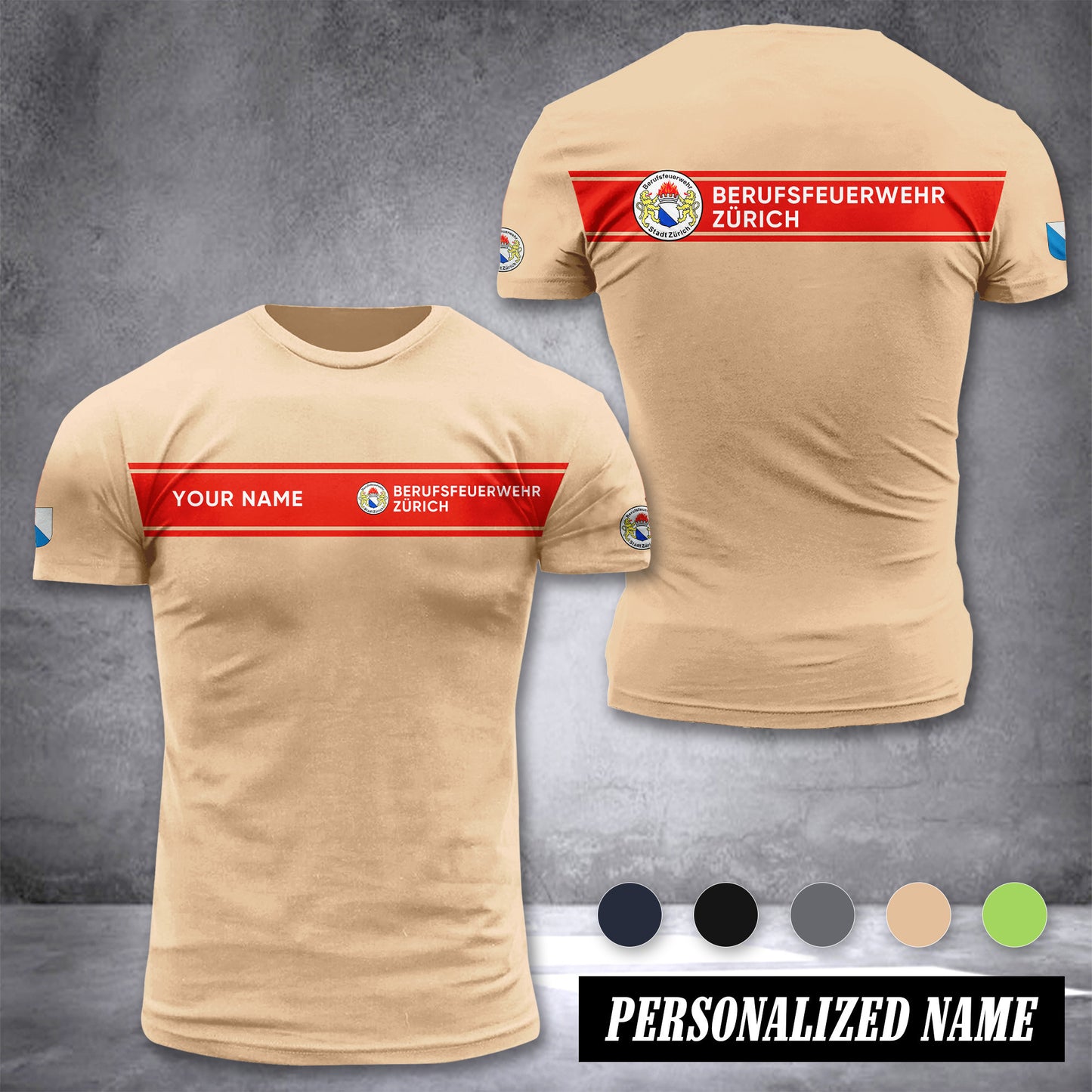 Firefighter Zürich Switzerland customize T-shirt 3d 39