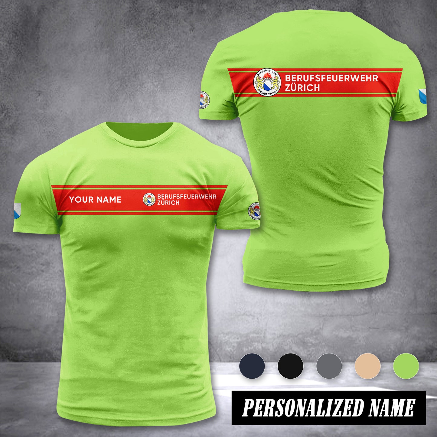 Firefighter Zürich Switzerland customize T-shirt 3d 39