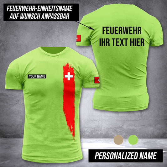 Firefighter Switzerland customize t shirt 3d back