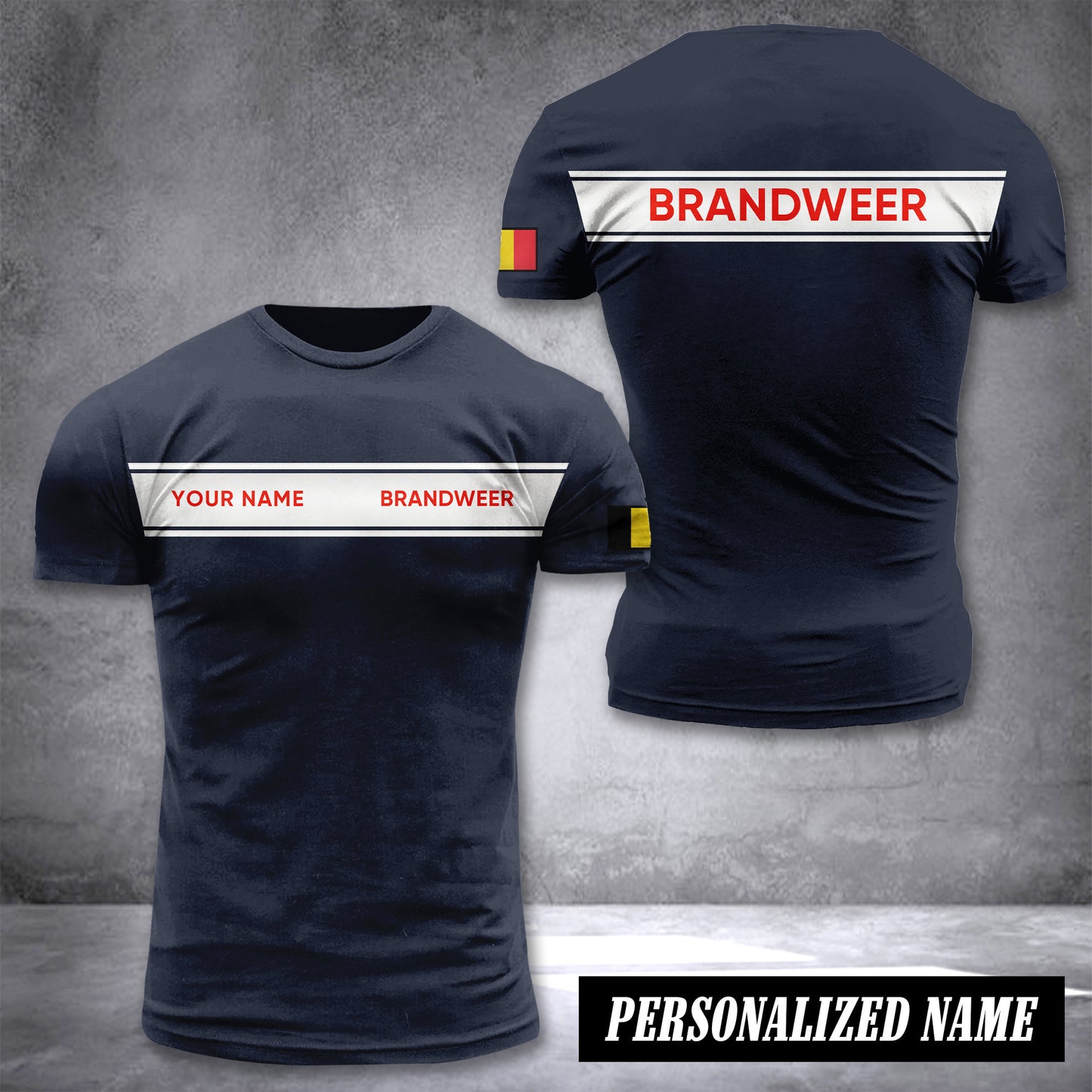 Brandweer Belgium customize T-shirt back camo