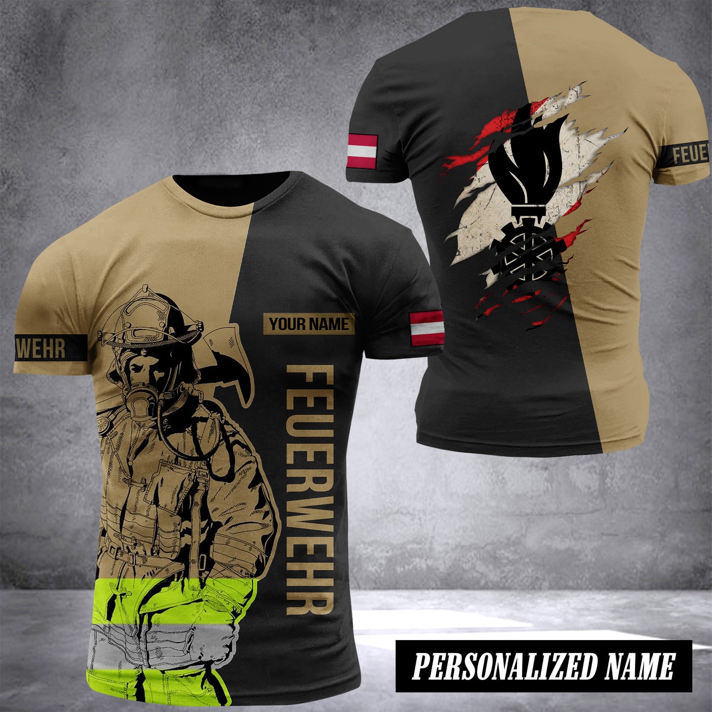 Firefighter Austria customize T-shirt back 197