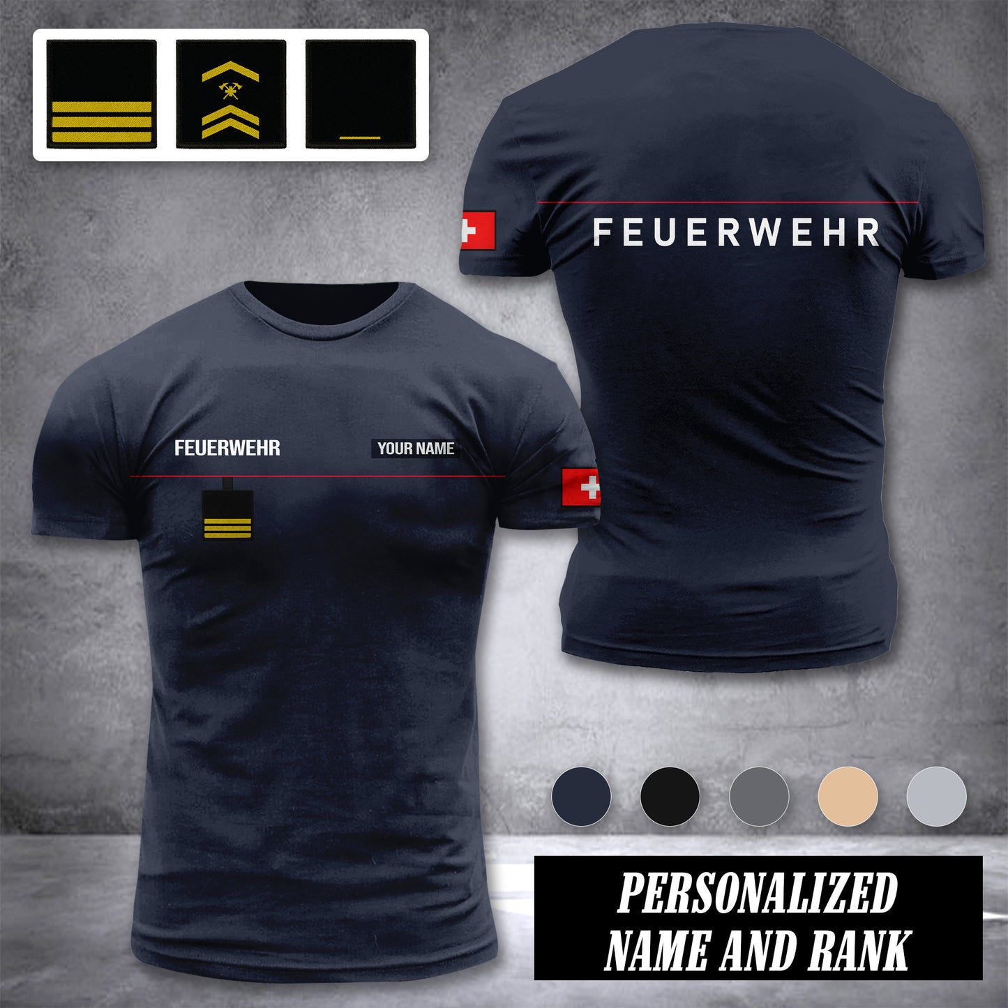 Firefighter Switzerland customize ranking T-shirt 276