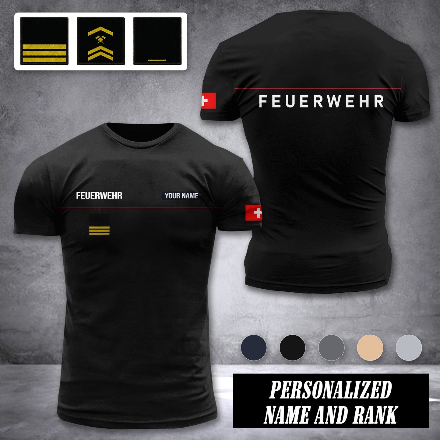 Firefighter Switzerland customize ranking T-shirt 276