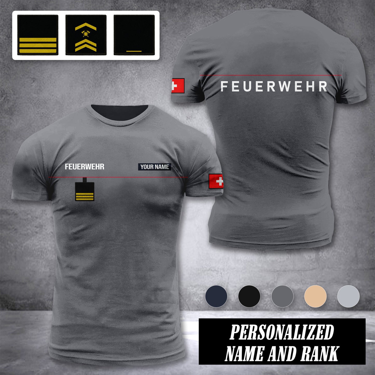 Firefighter Switzerland customize ranking T-shirt 276