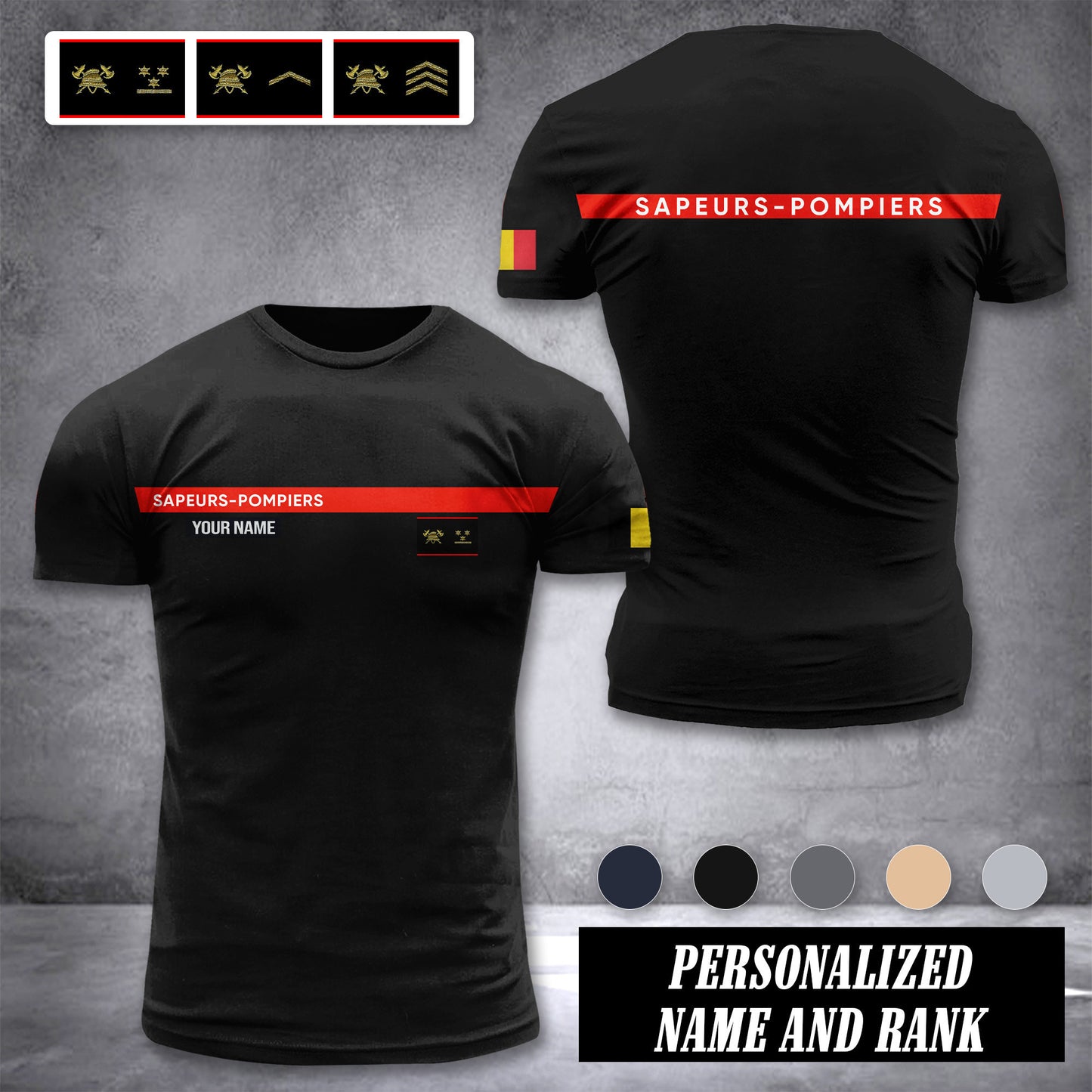 Firefighter Belgium customize ranking T-shirt 276