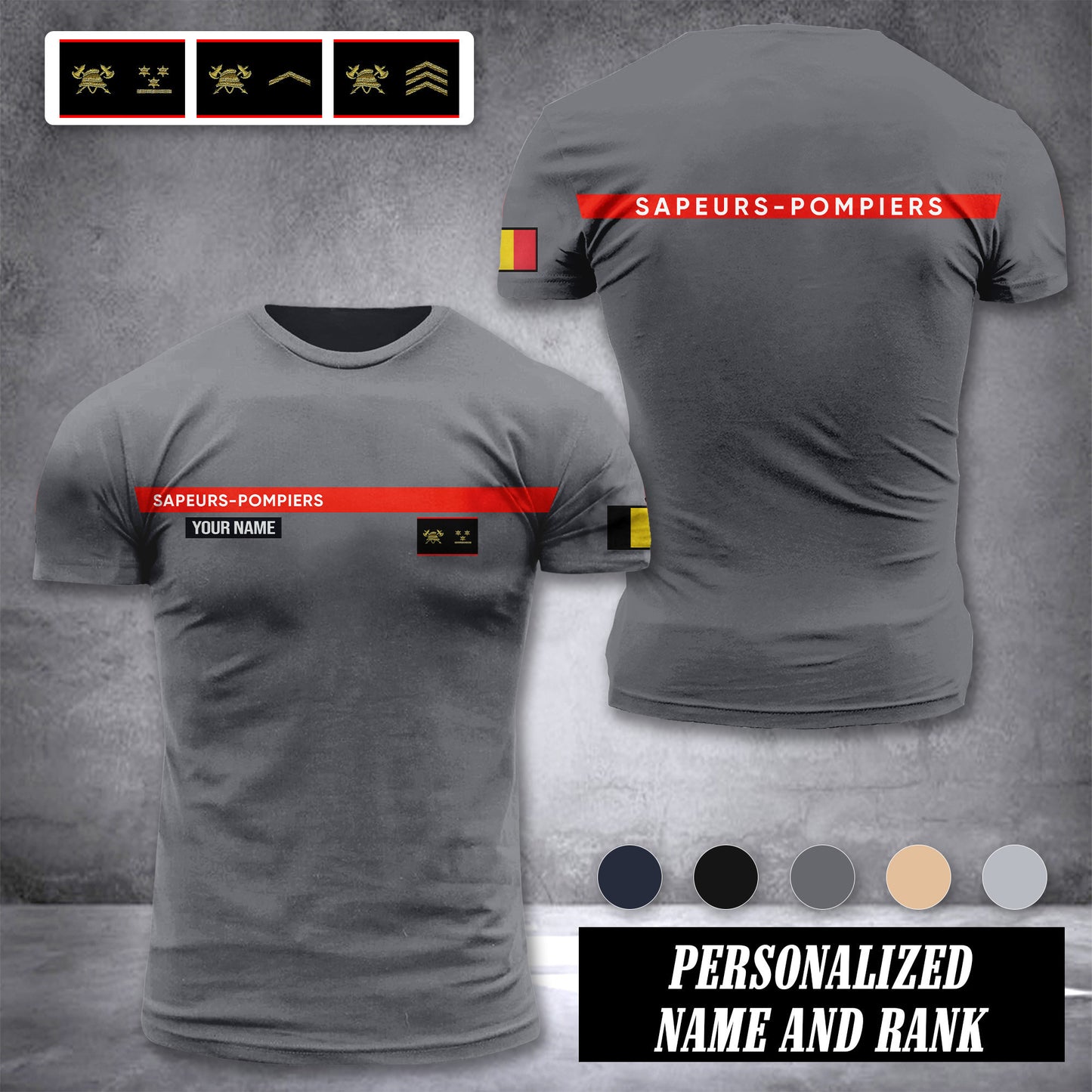 Firefighter Belgium customize ranking T-shirt 276