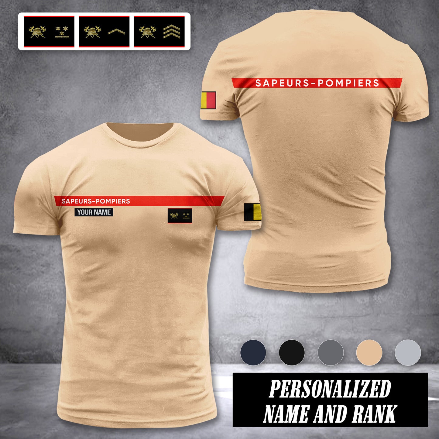 Firefighter Belgium customize ranking T-shirt 276