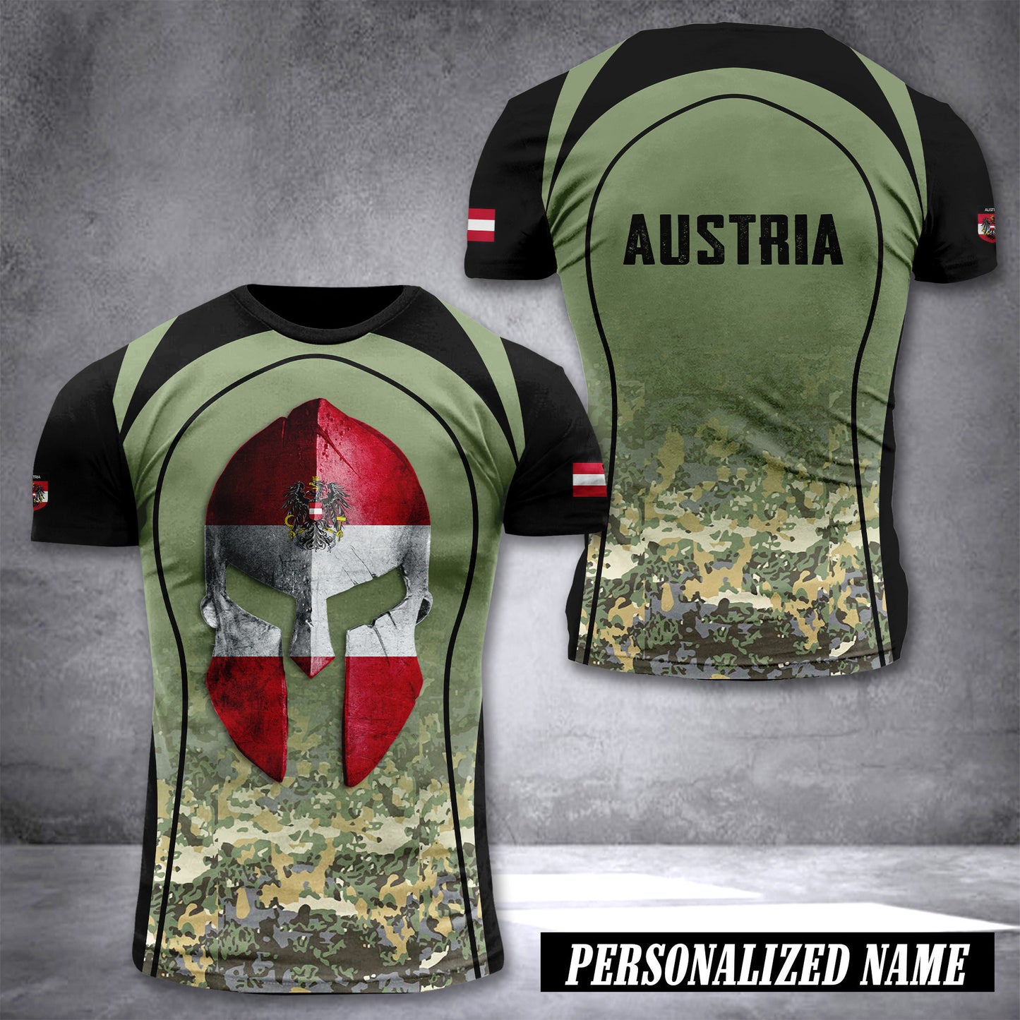 austria customize T-shirt back Spartan Flag