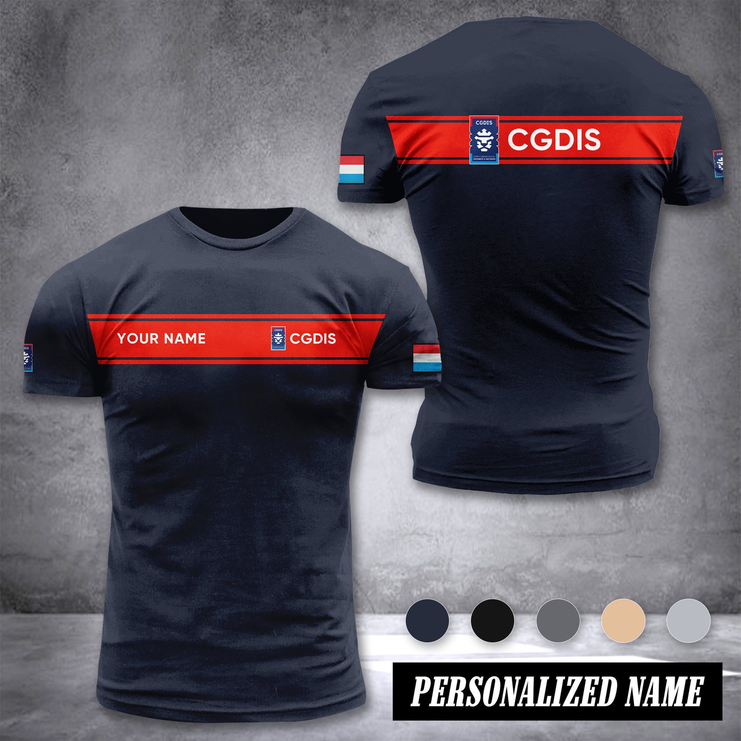 Firefighter Luxembourg customize ranking T-shirt 2762