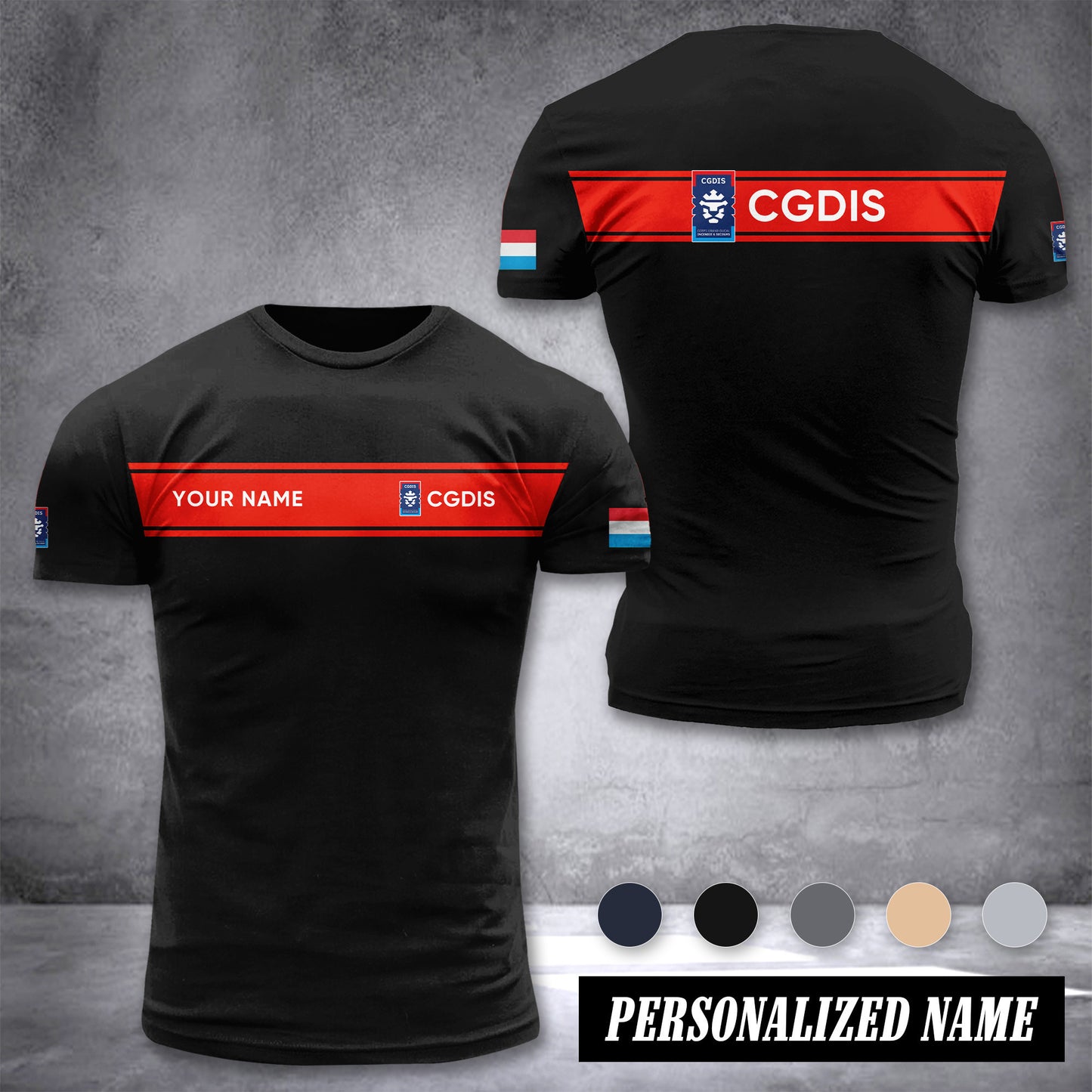 Firefighter Luxembourg customize ranking T-shirt 2762