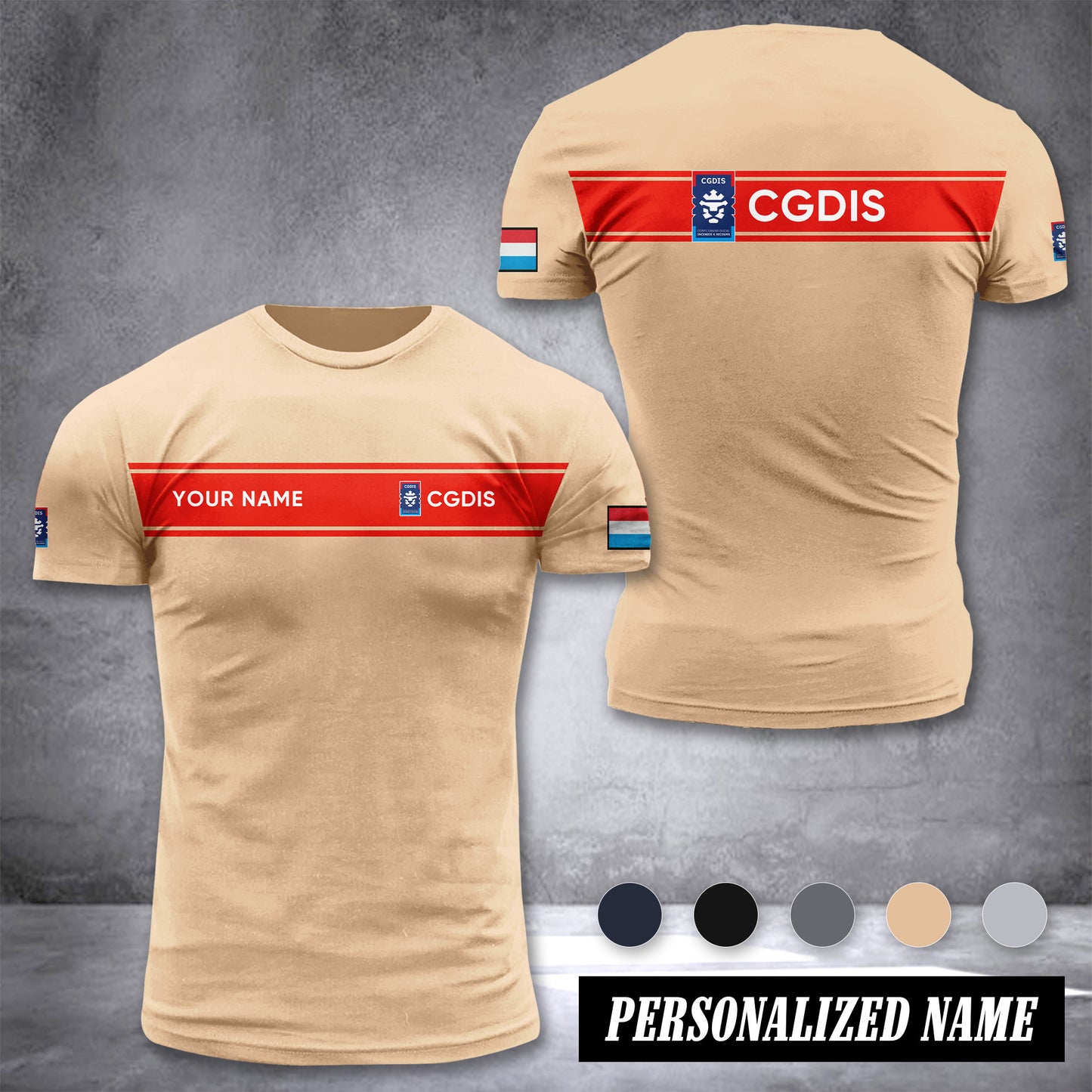 Firefighter Luxembourg customize ranking T-shirt 2762