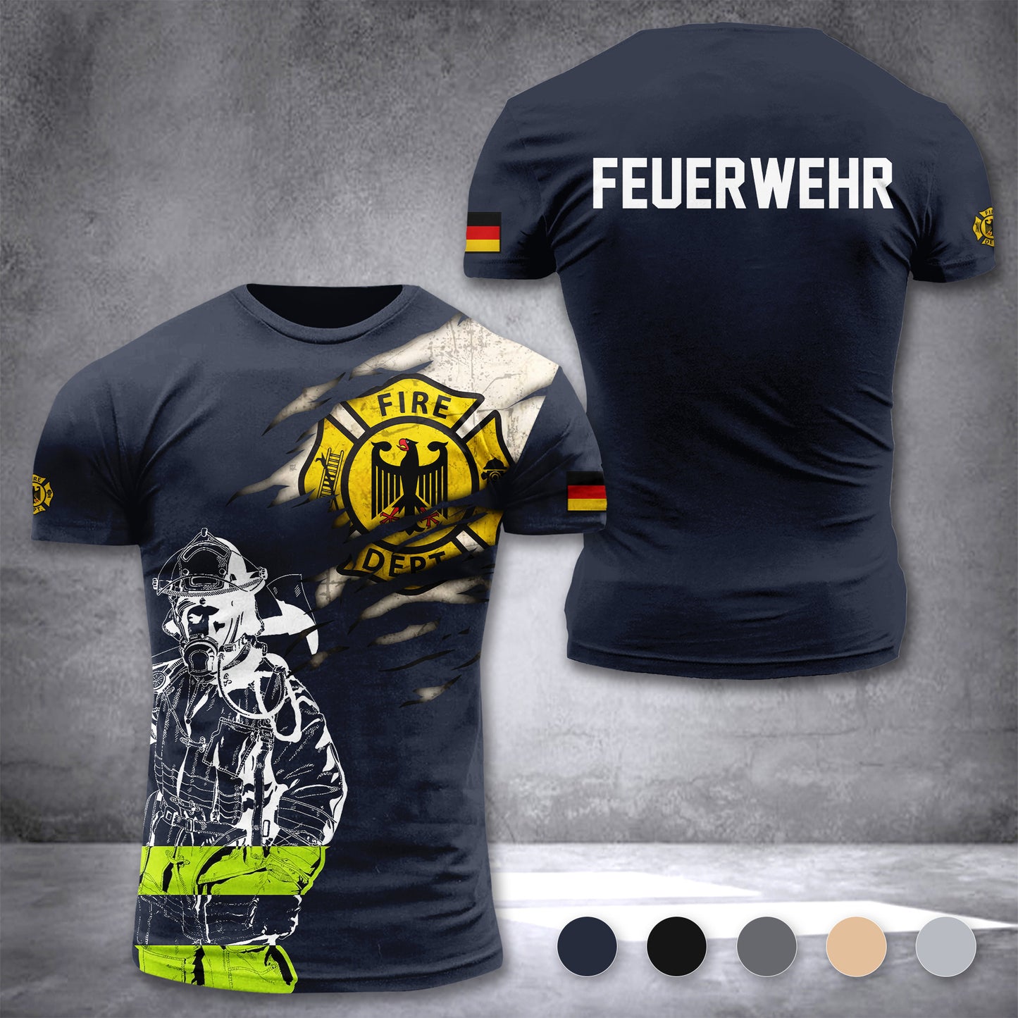 Firefighter Germany customize T-shirt 3d 297