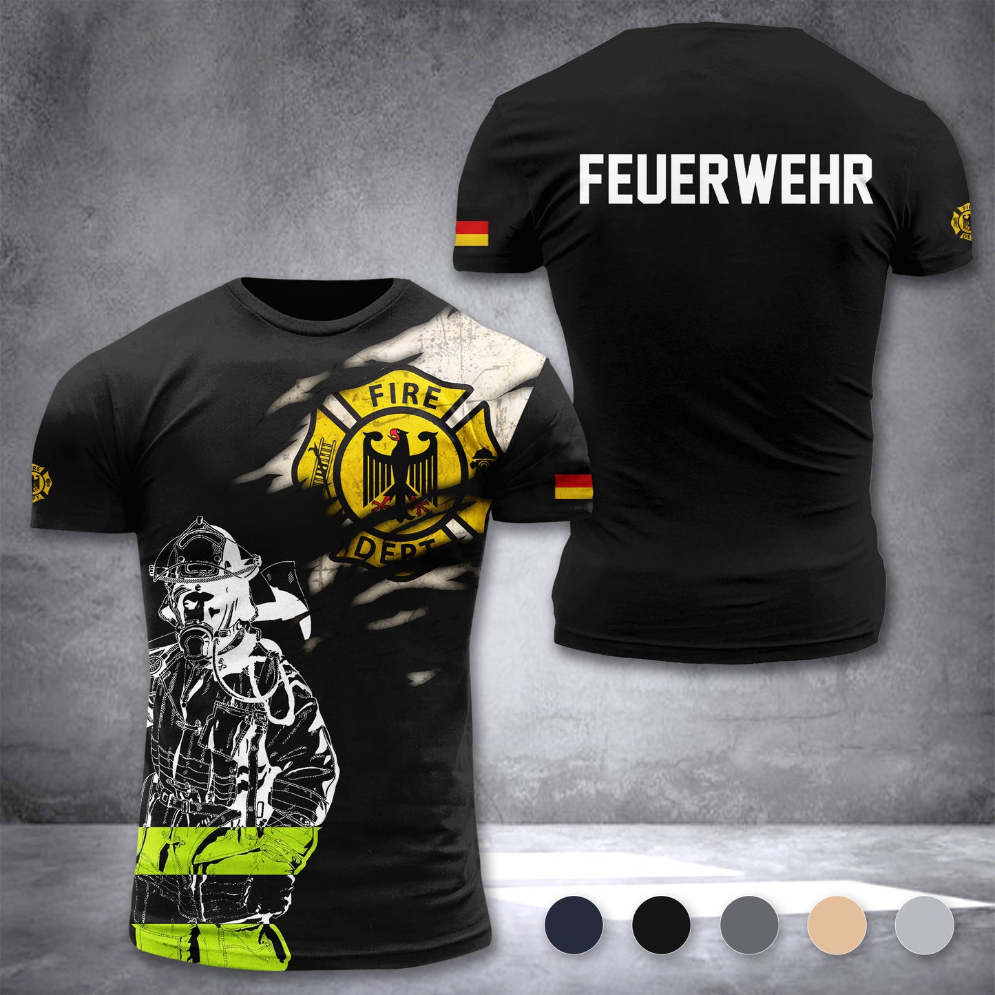 Firefighter Germany customize T-shirt 3d 297