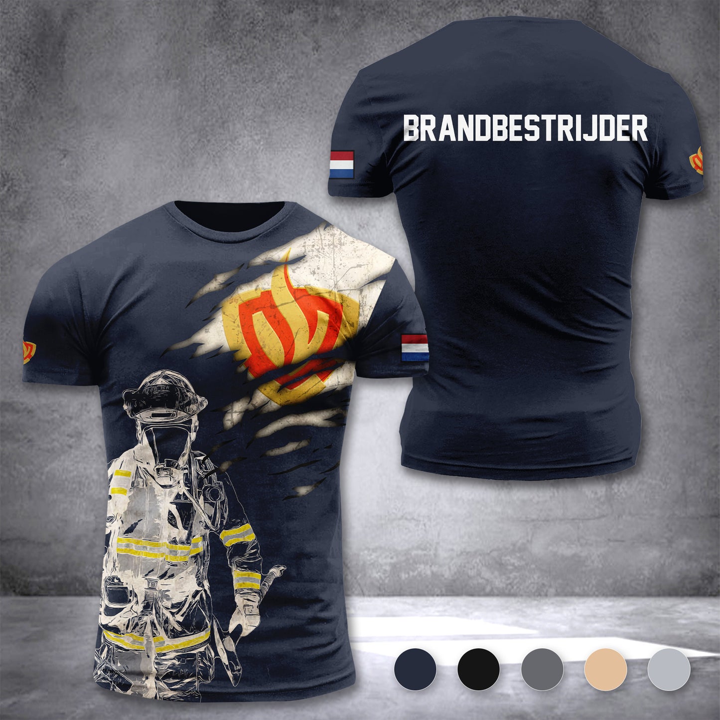 Firefighter Netherlands customize T-shirt 3d 297