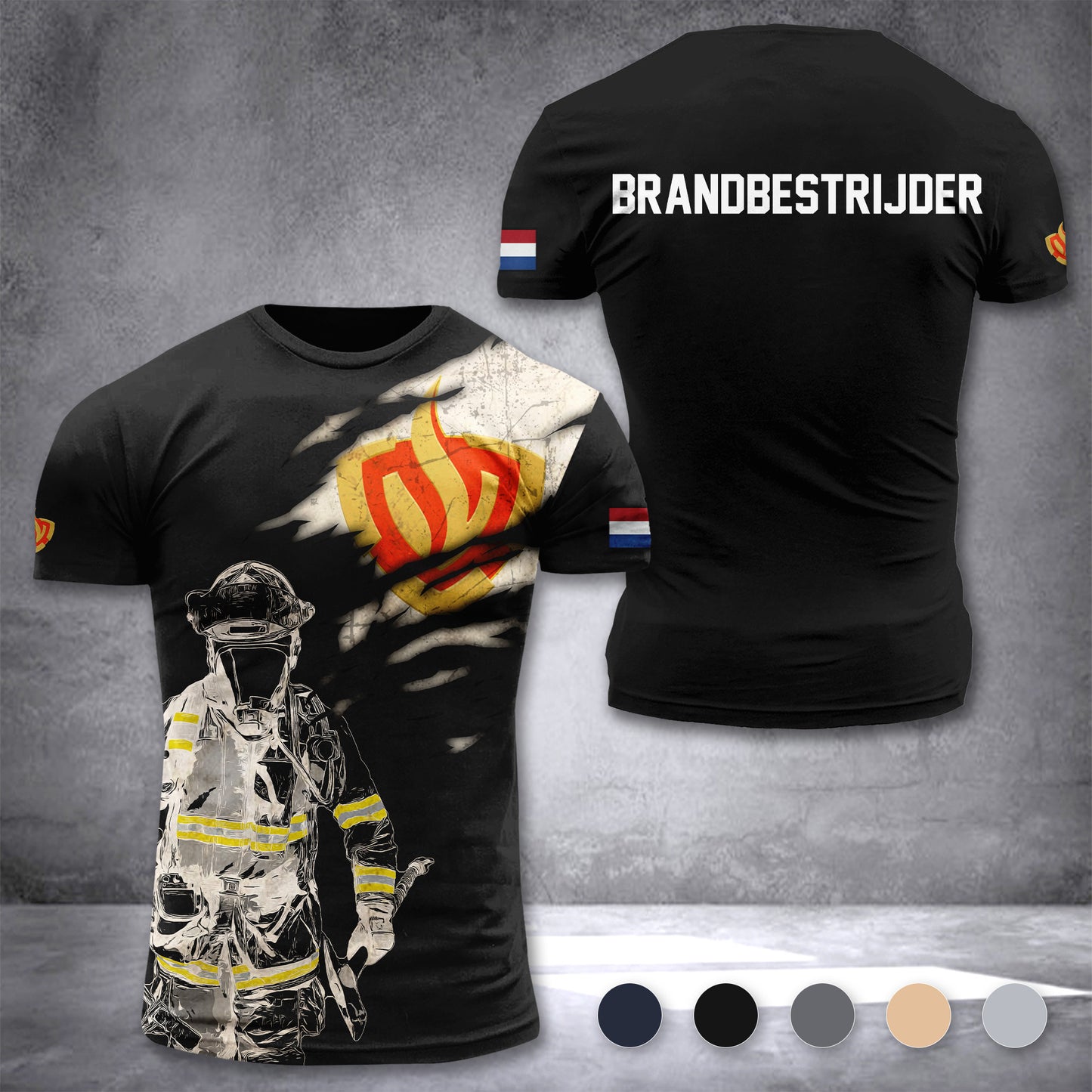 Firefighter Netherlands customize T-shirt 3d 297