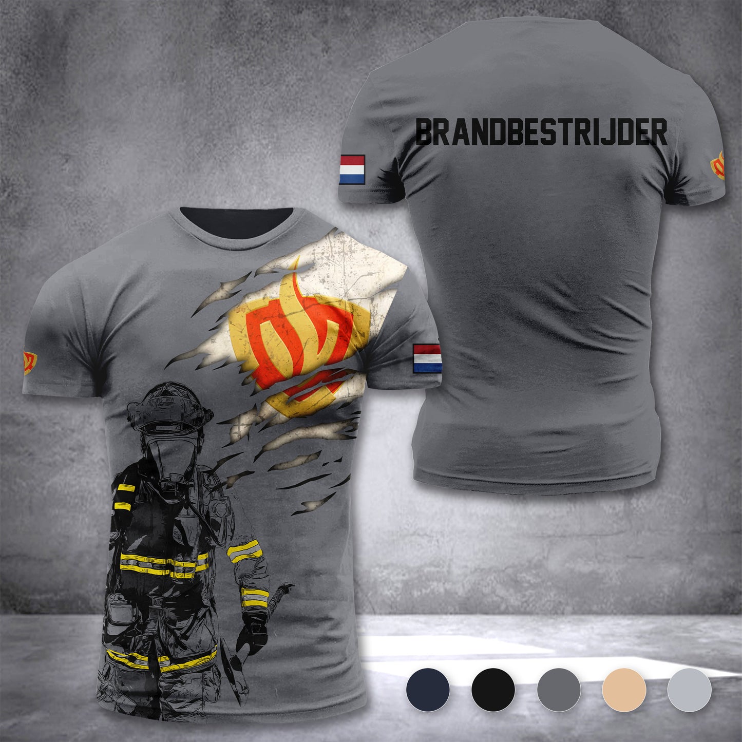 Firefighter Netherlands customize T-shirt 3d 297