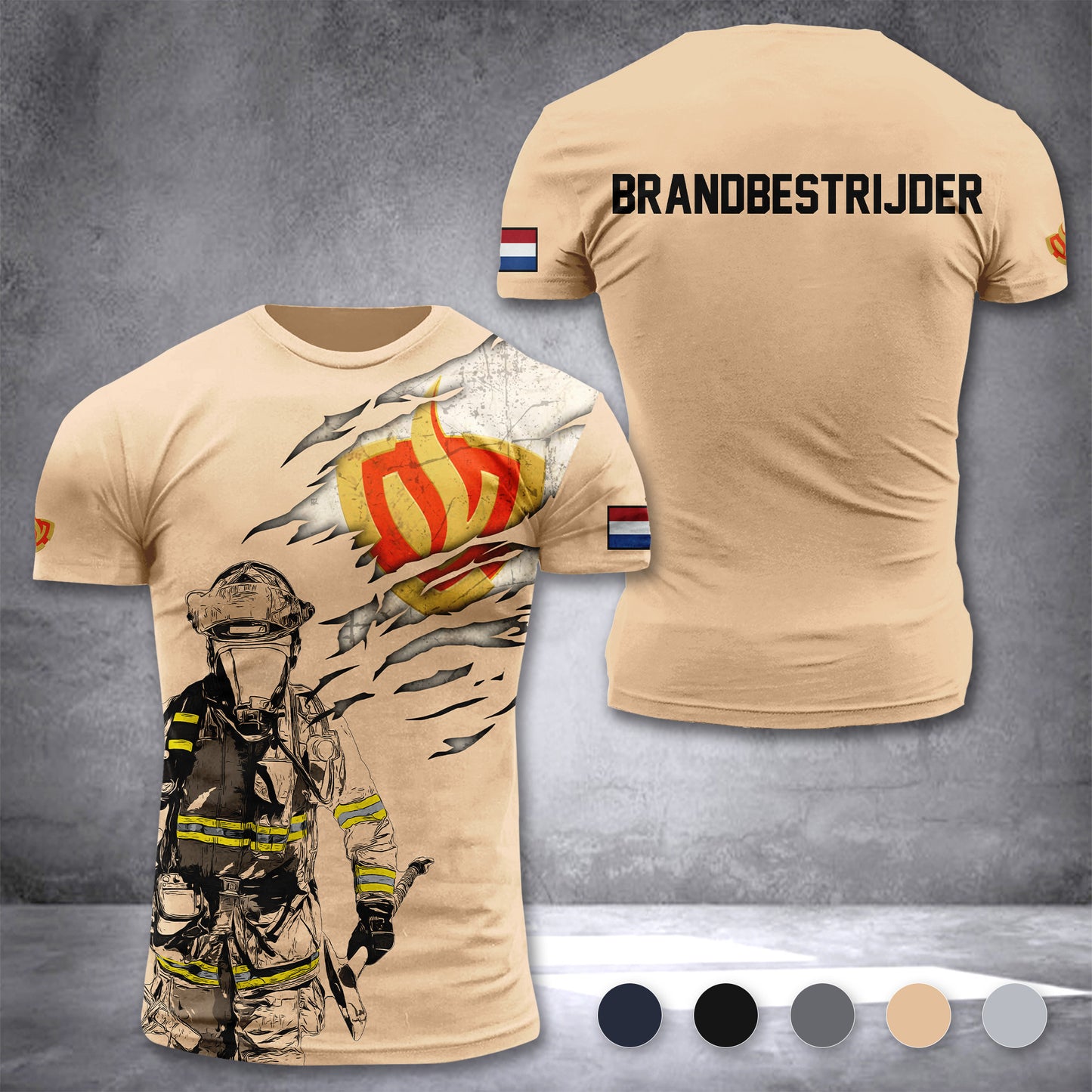 Firefighter Netherlands customize T-shirt 3d 297