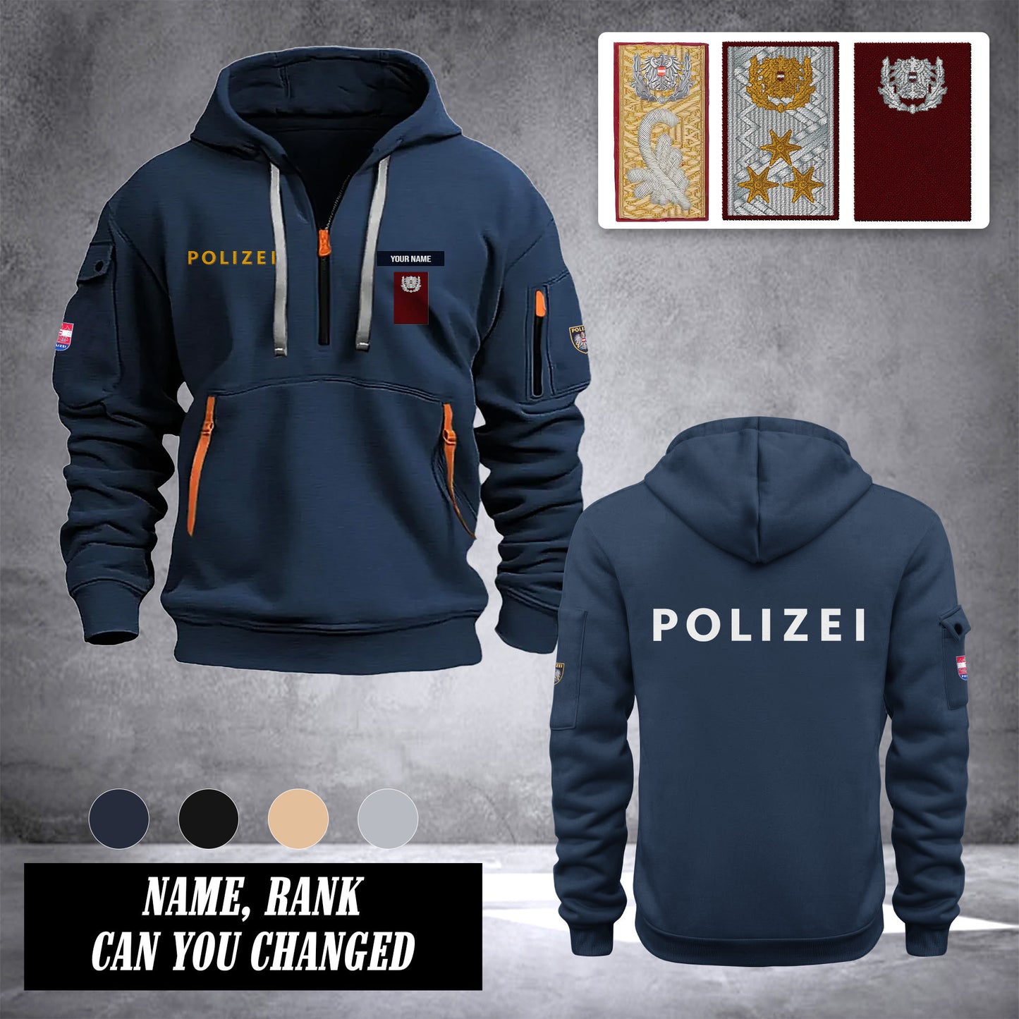 Polizei Austria customize Hoodie Half Zipper Ranking
