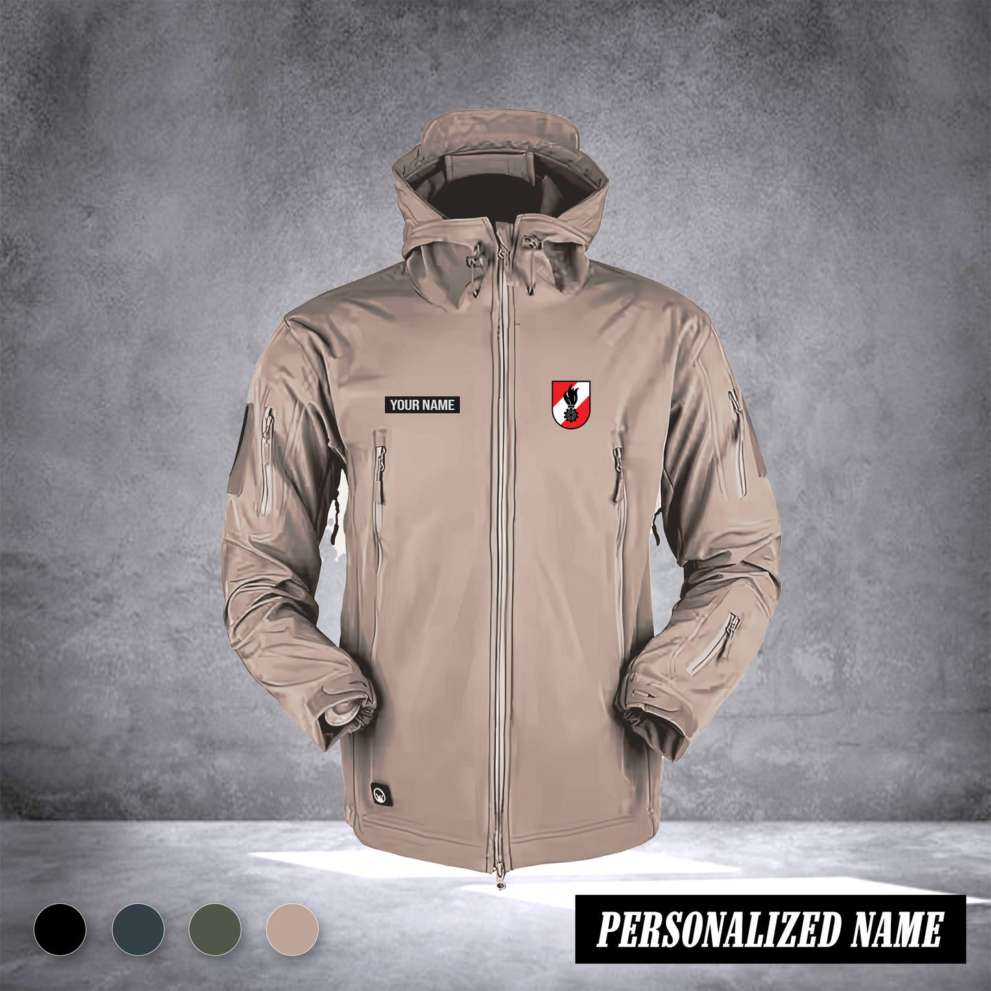 Firefighter Shark Skin Softshell Jacket Men Outdoor Windproof Hooded Coat Windbreaker Thermal Fleece Hiking Customize