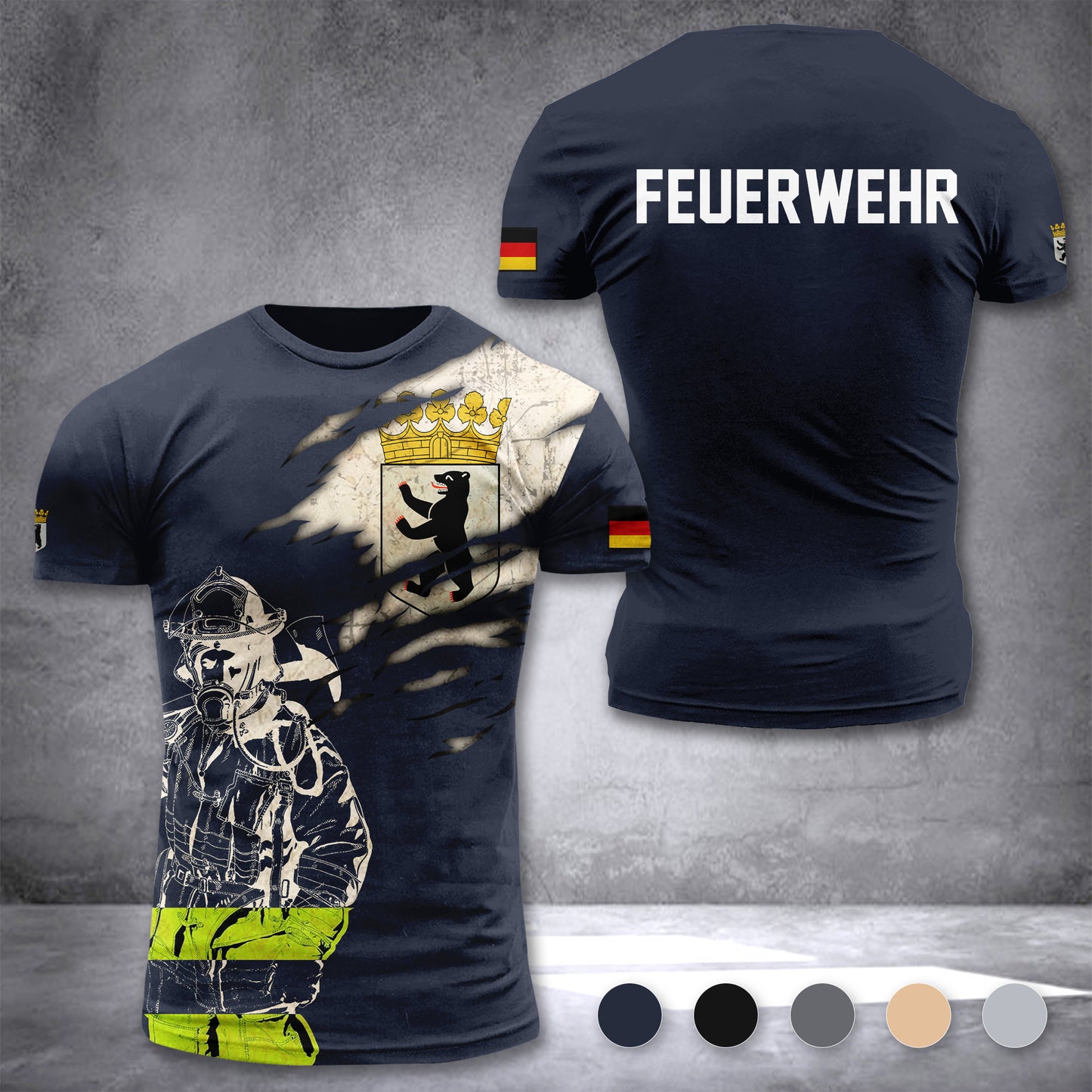 Firefighter Berlin Germany customize T-shirt 3d 297