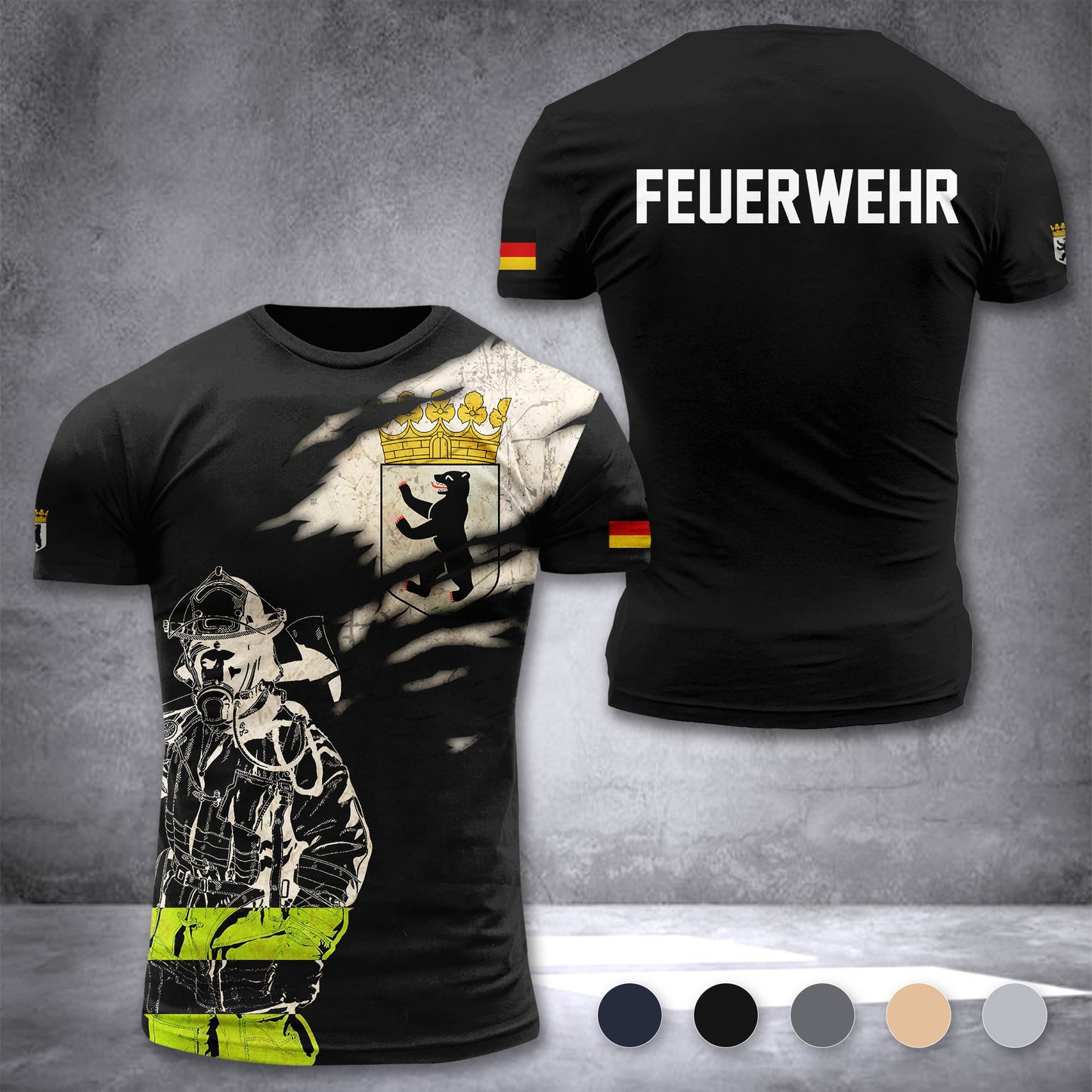 Firefighter Berlin Germany customize T-shirt 3d 297