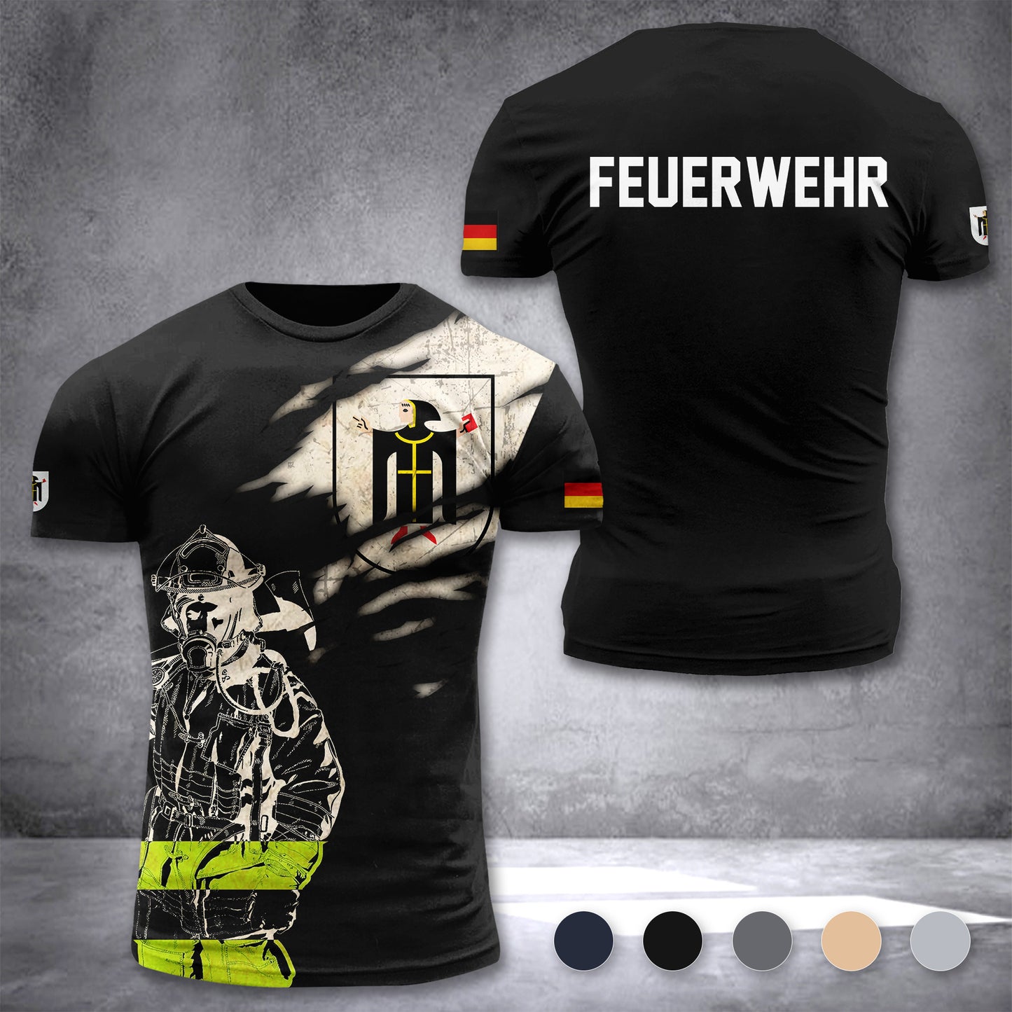 Firefighter Munich Germany customize T-shirt 3d 297
