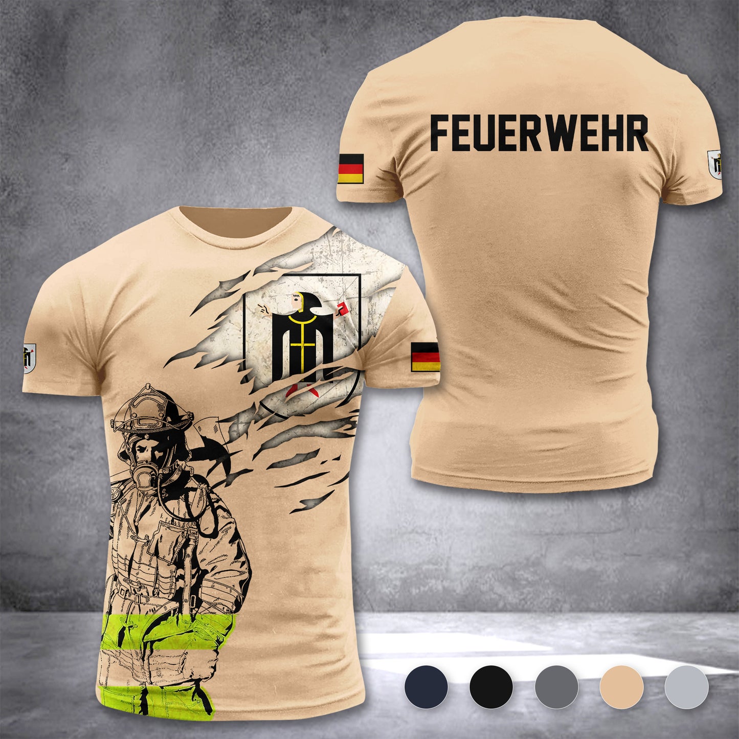 Firefighter Munich Germany customize T-shirt 3d 297