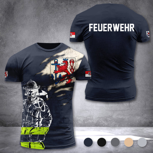 Firefighter Düsseldorf Germany customize T-shirt 3d 297