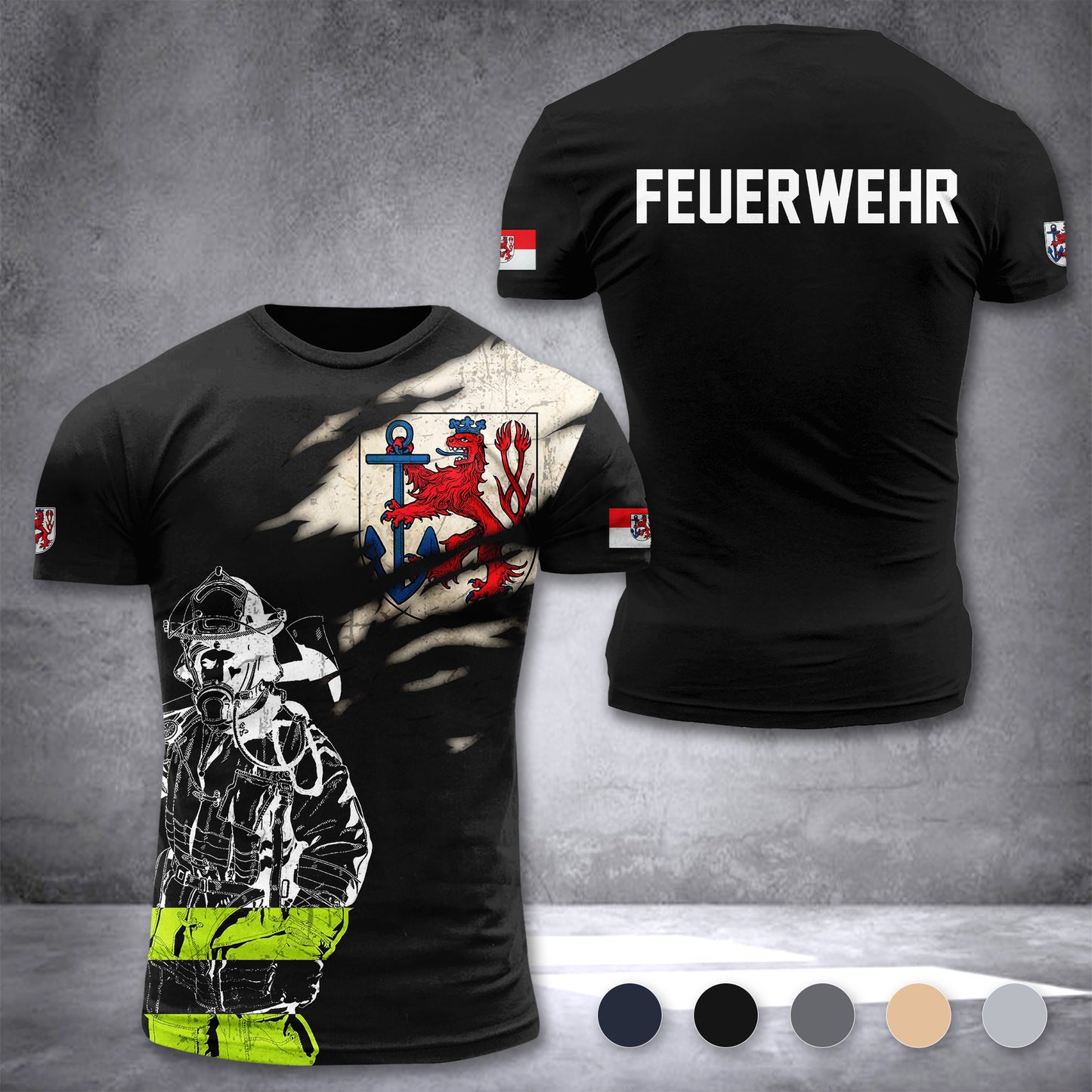 Firefighter Düsseldorf Germany customize T-shirt 3d 297