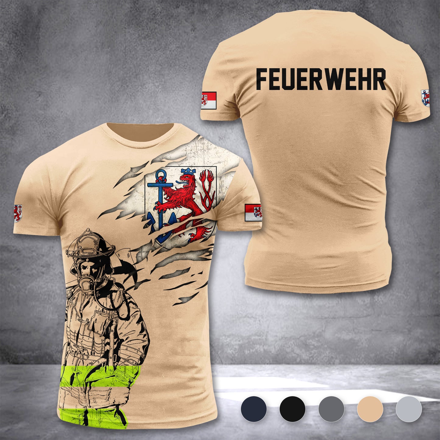 Firefighter Düsseldorf Germany customize T-shirt 3d 297