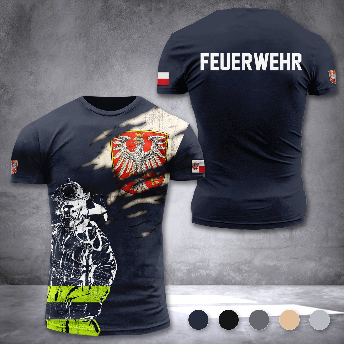 Firefighter Frankfurt am Main Germany customize T-shirt 3d 297