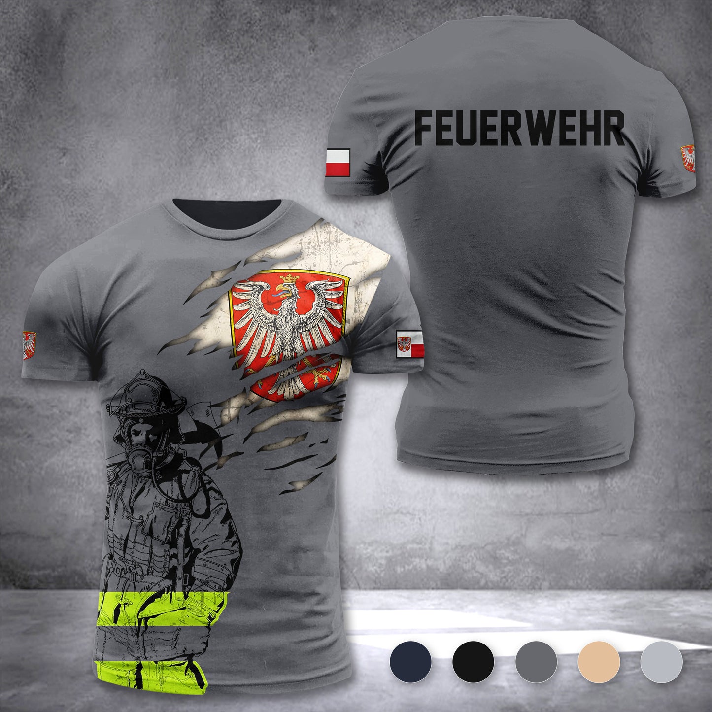 Firefighter Frankfurt am Main Germany customize T-shirt 3d 297