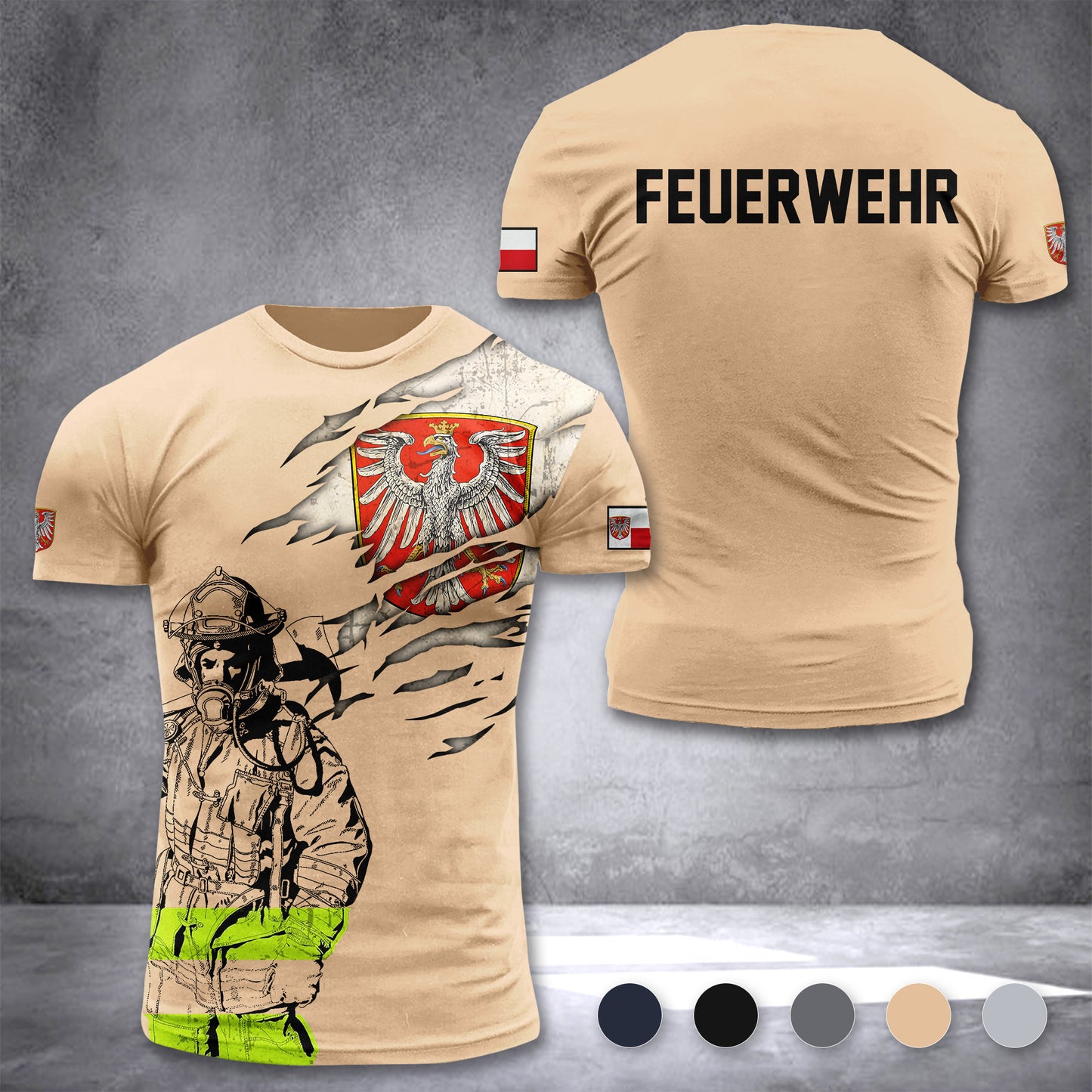 Firefighter Frankfurt am Main Germany customize T-shirt 3d 297