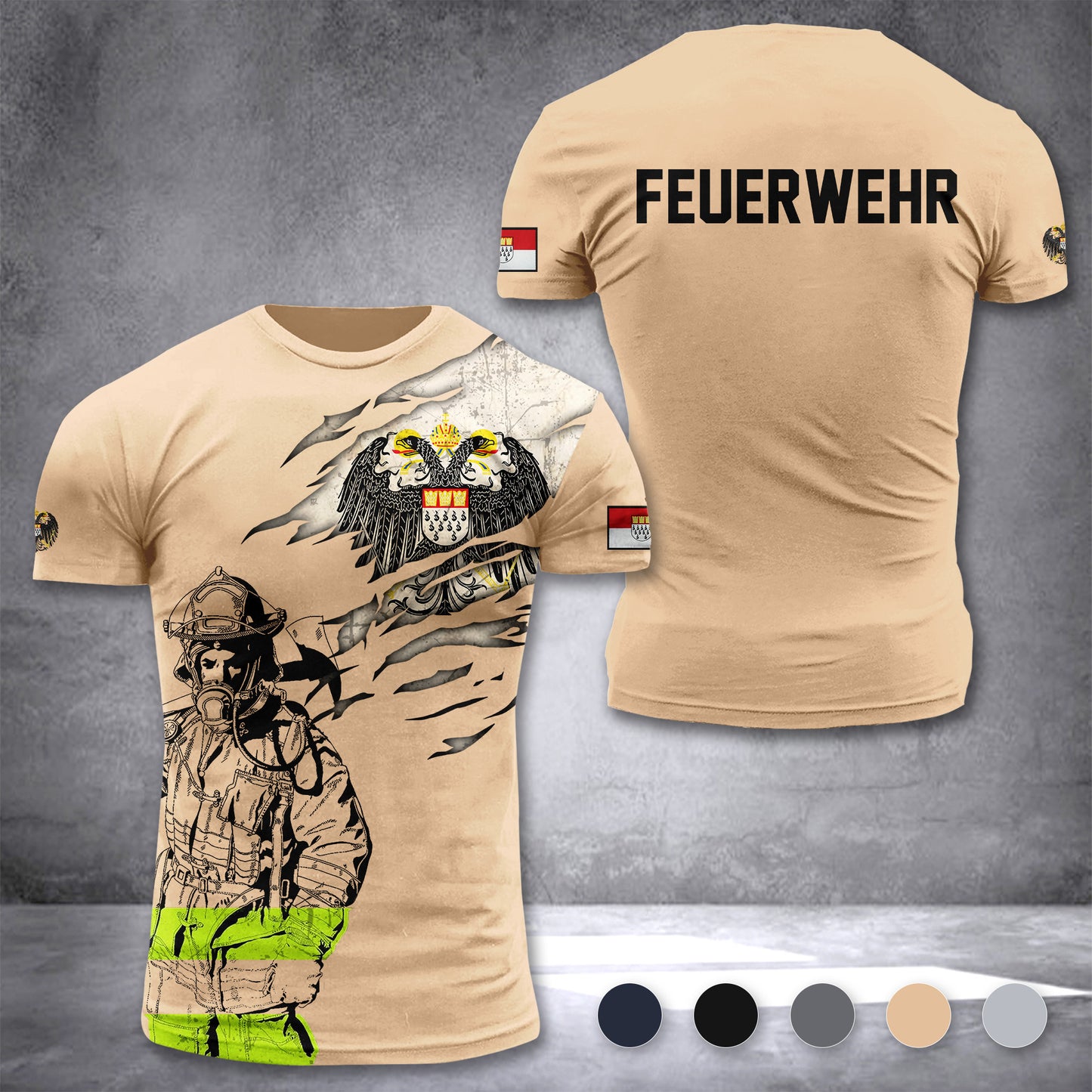 Firefighter Cologne Germany customize T-shirt 3d 297