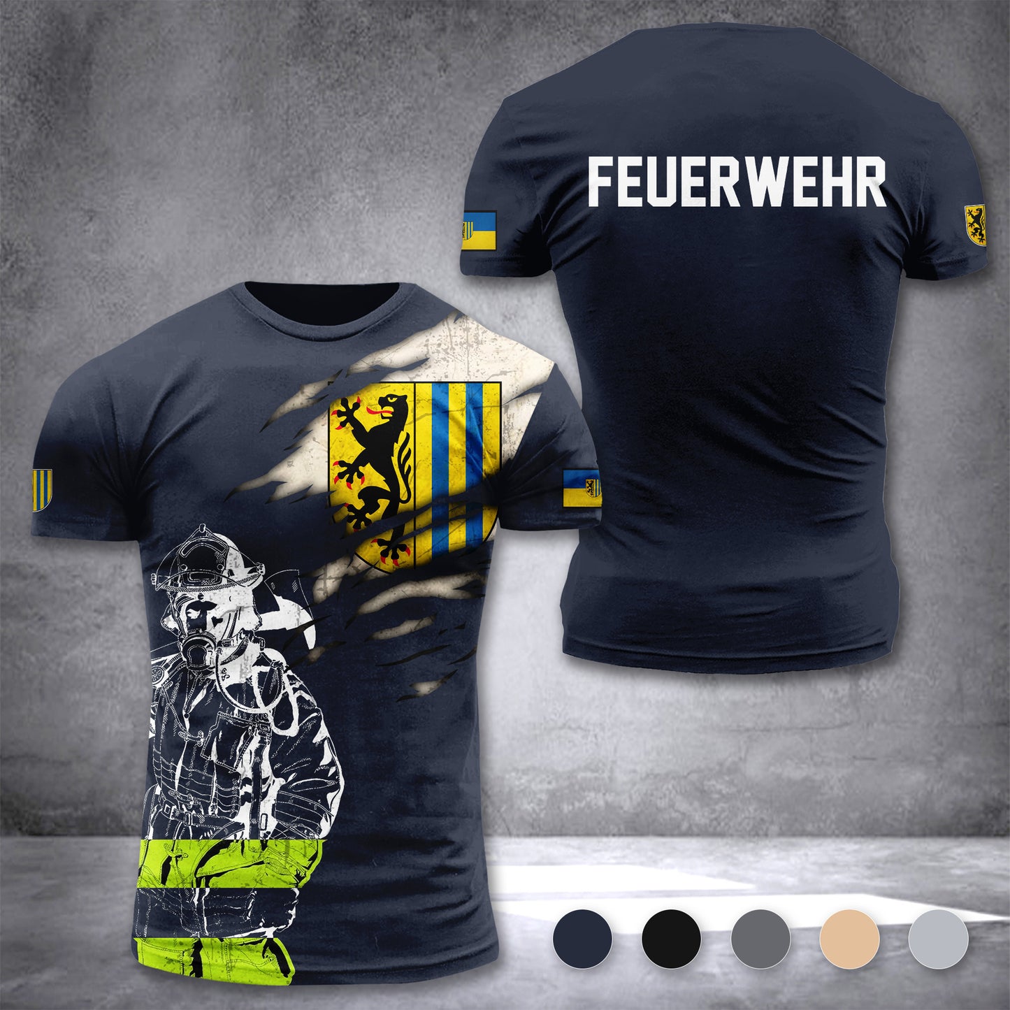 Firefighter Leipzig Germany customize T-shirt 3d 297