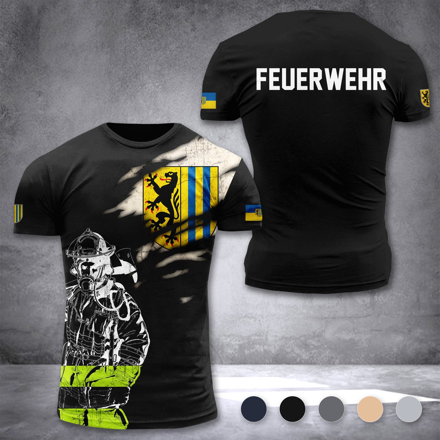 Firefighter Leipzig Germany customize T-shirt 3d 297