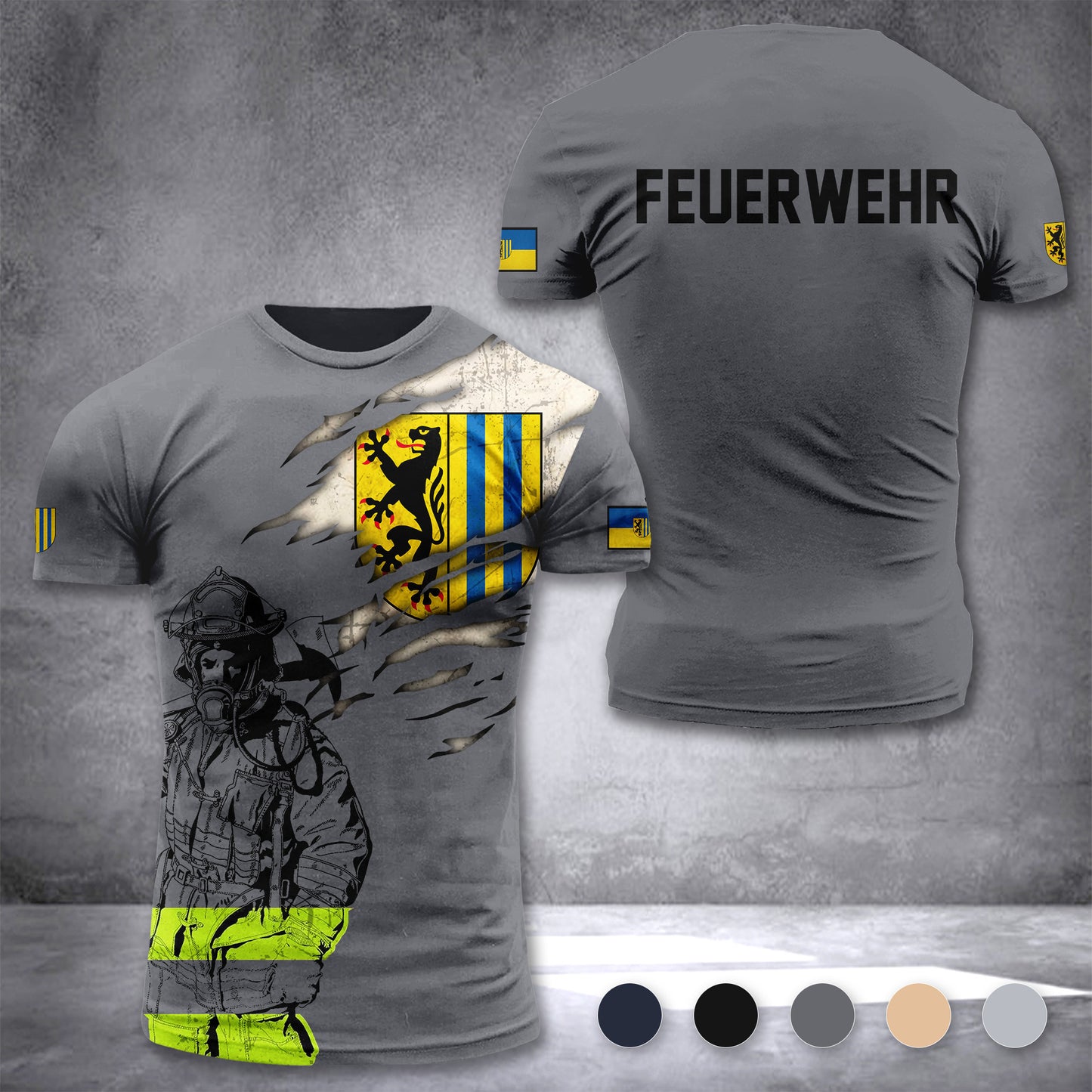 Firefighter Leipzig Germany customize T-shirt 3d 297