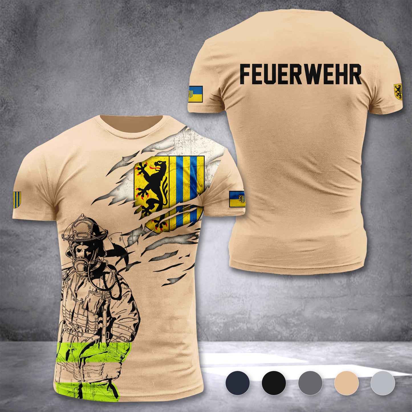 Firefighter Leipzig Germany customize T-shirt 3d 297