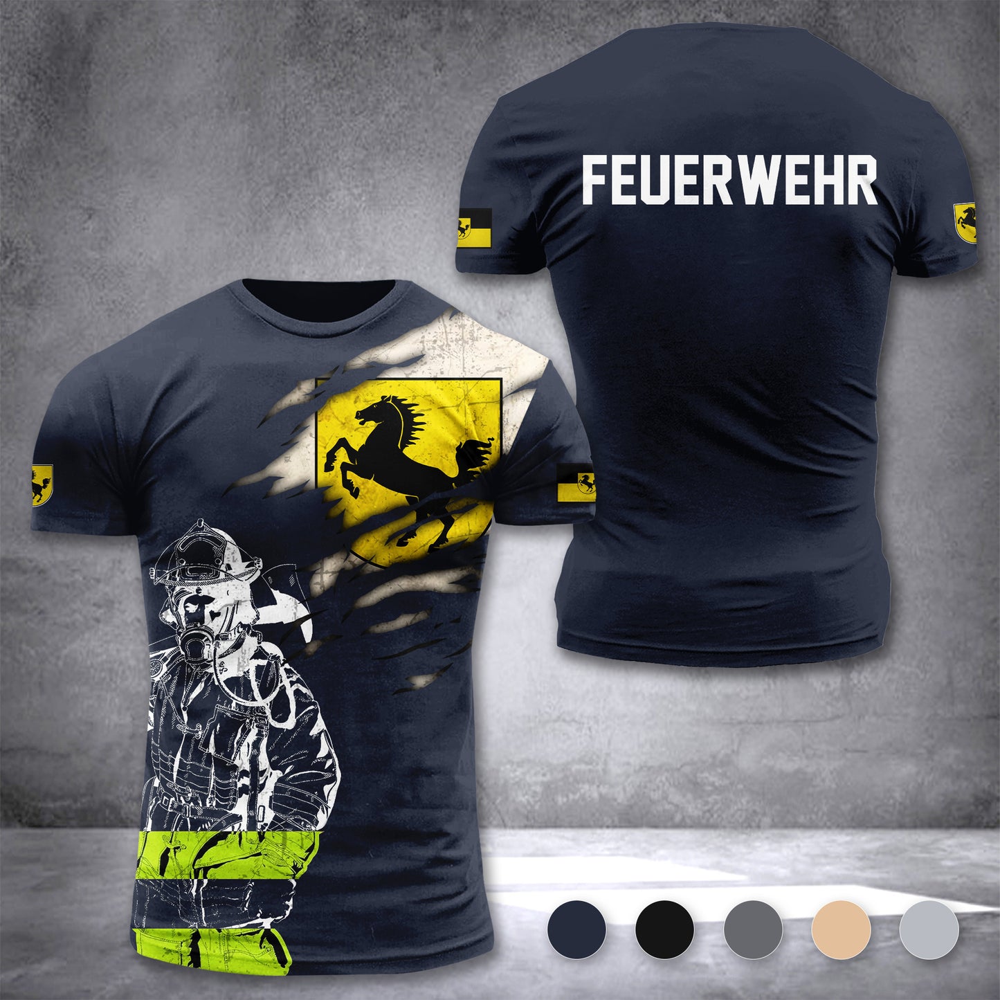 Firefighter Stuttgart Germany customize T-shirt 3d 297