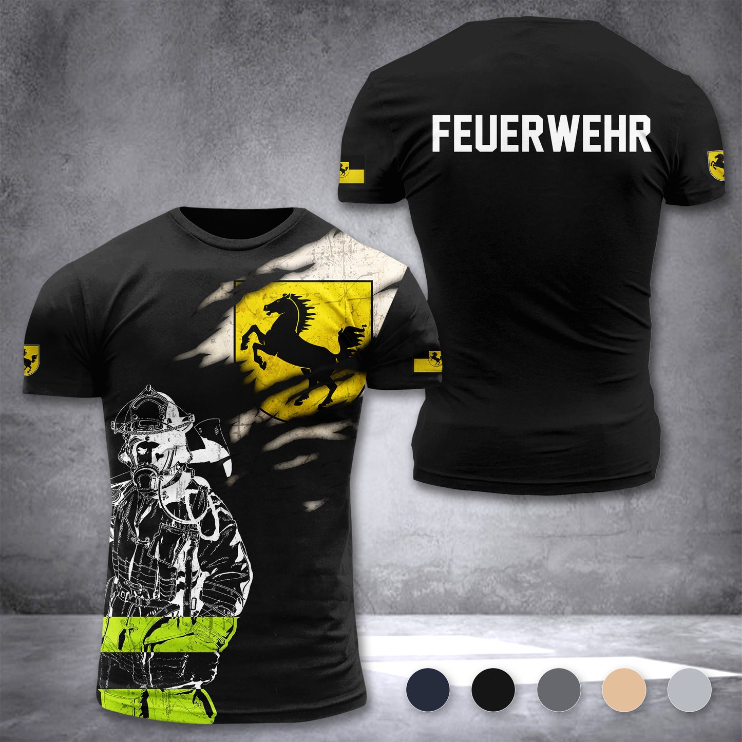Firefighter Stuttgart Germany customize T-shirt 3d 297